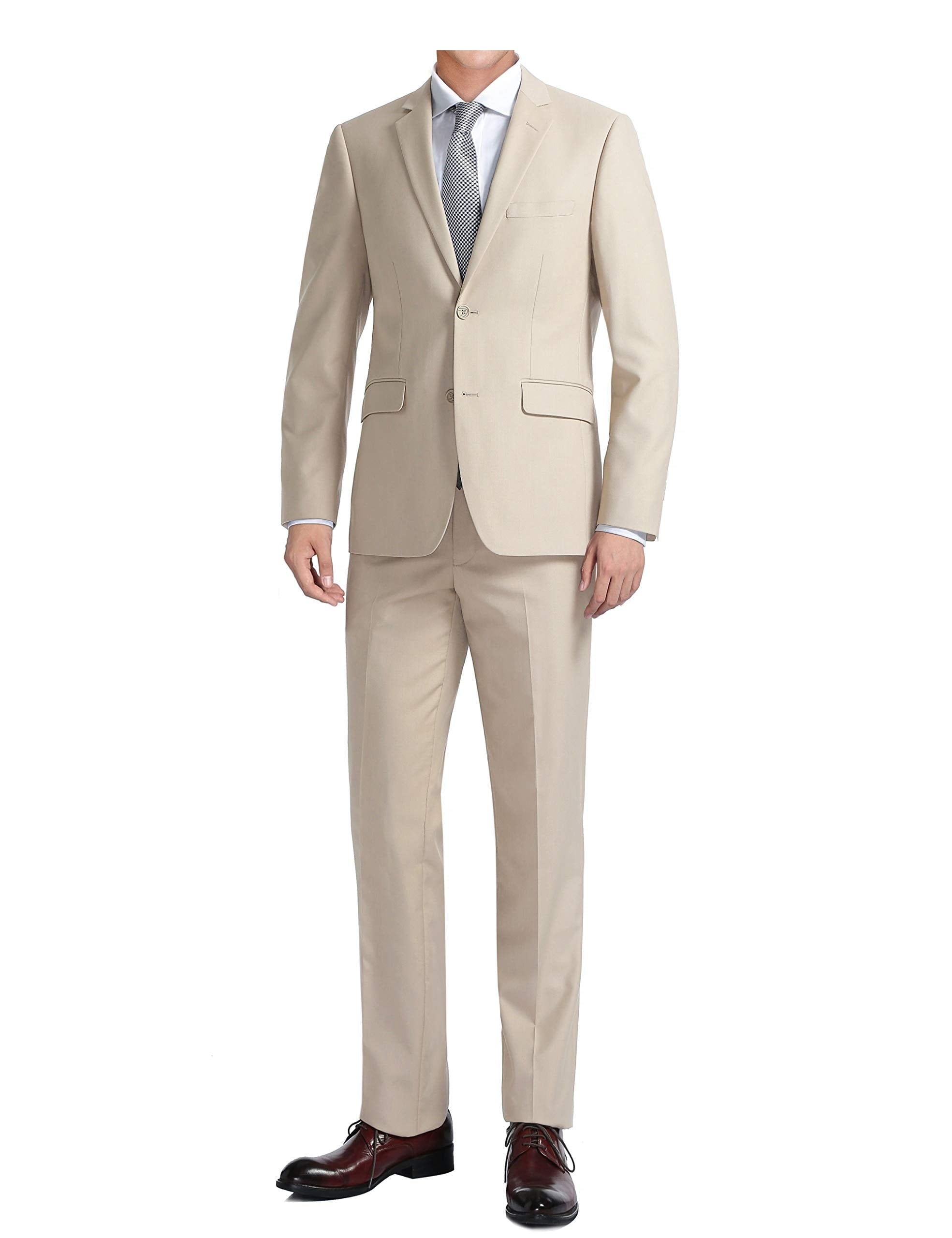 Azzuro Men 2-Piece Suit Set with Jacket and Dress Pants, Slim Fit Size 44L by Steals