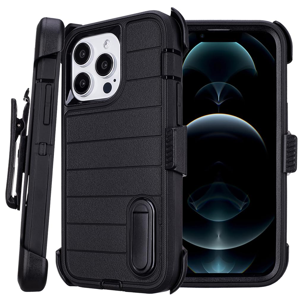 Phone Cases for iPhone 12 Pro Max Case Black with Belt Clip,3 Layers of Sturdy,Military Grade Shockproof ProMax Holster Protective Cases for Heavy Duty iPhone 12 Pro Max Phone Case Black Blue