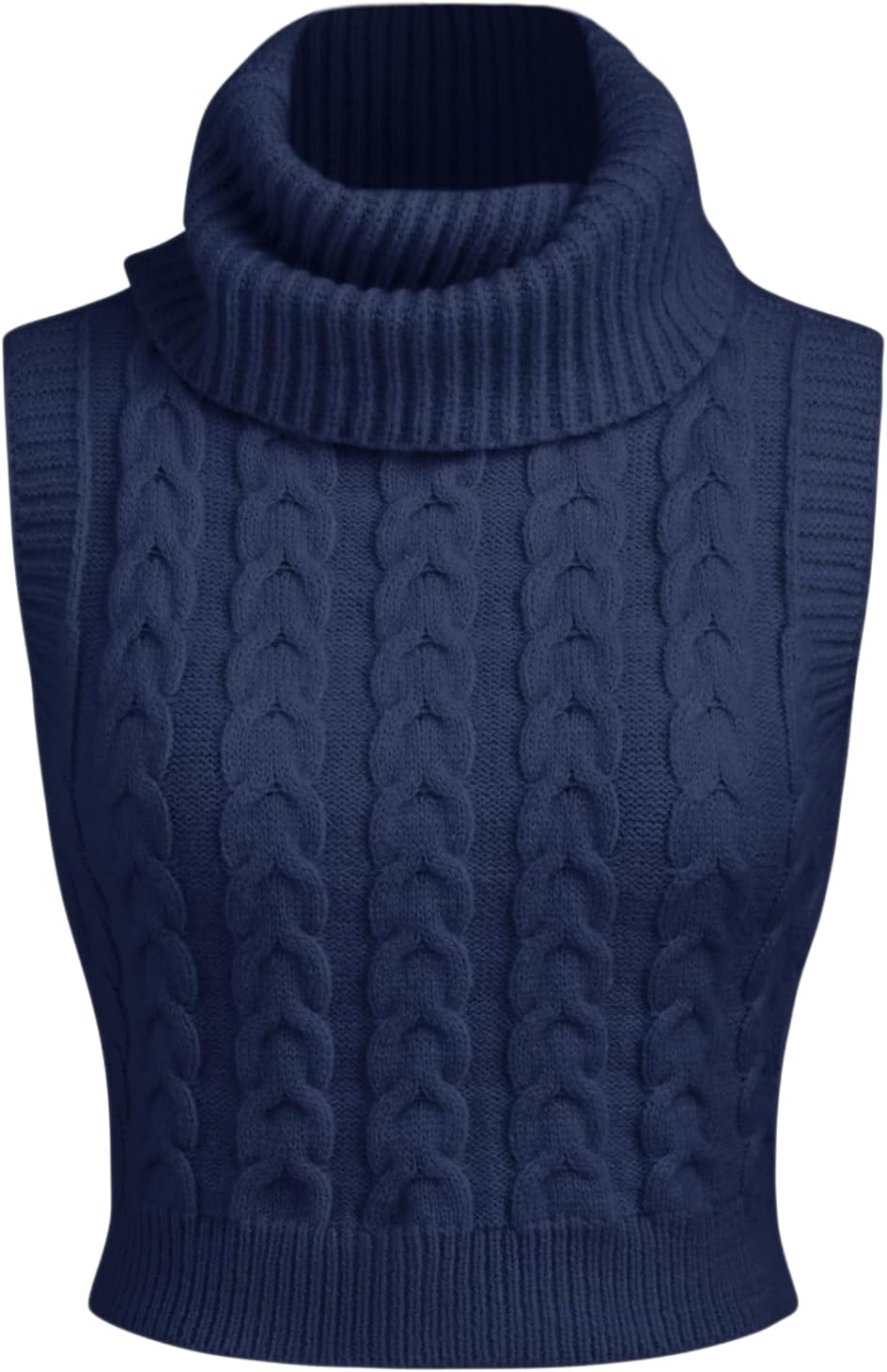 CIDER Women’s Sleeveless Sweater Tops Turtle Necks Cable Knit Croped Vest Tank Top