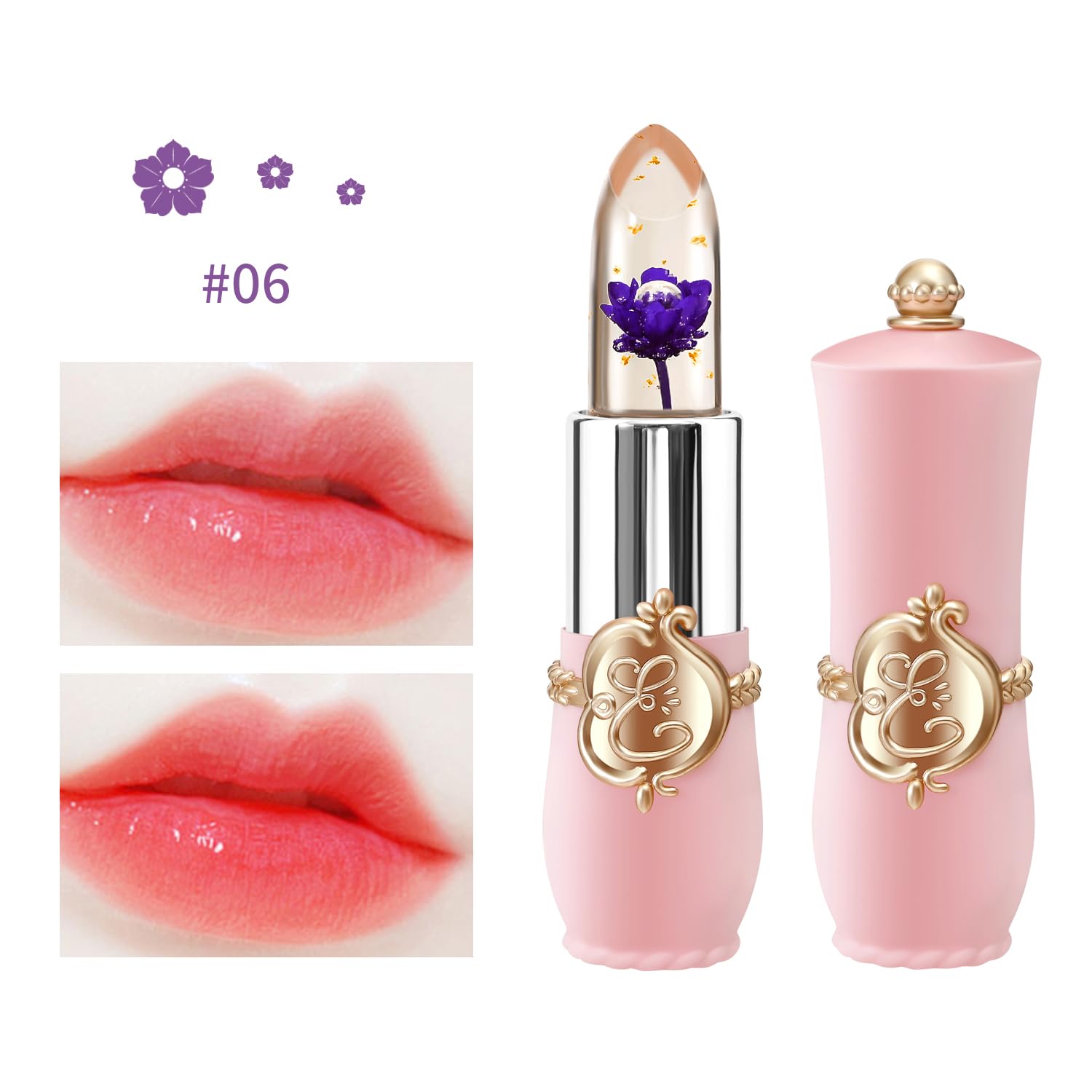 6 Pcs/Set Flower Jelly Lipstick Set Temperature Change Moisturizer Long Lasting Nutritious Balm Magic Color Change Lip Gloss