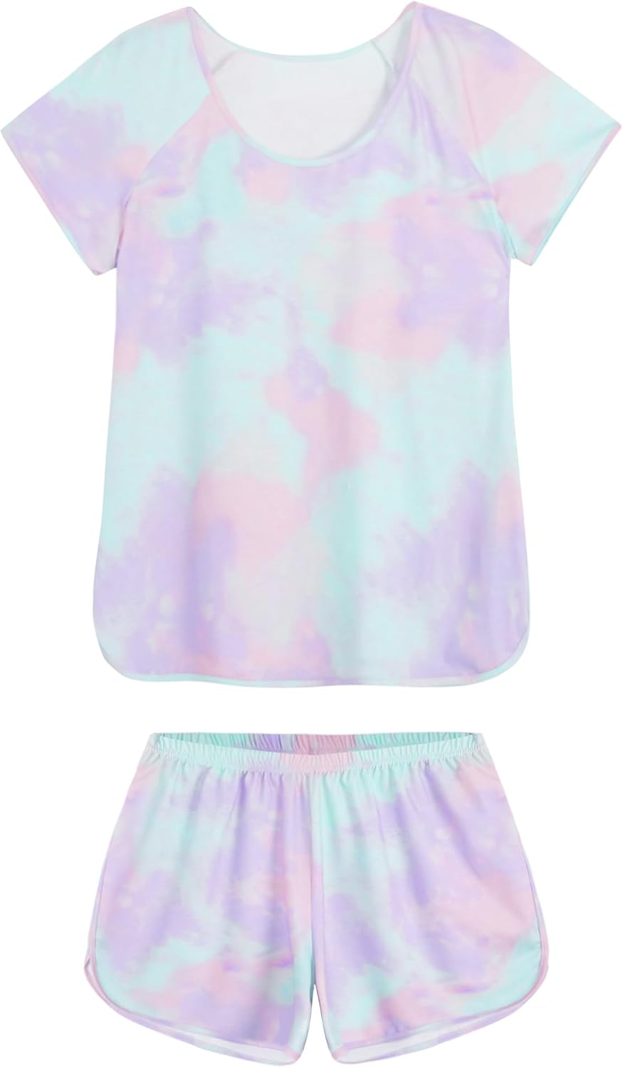 Hilinker Womens Sexy Pajama Set Ruched Lace Trim Cami and Shorts Summer Cute Pjs 2 Piece