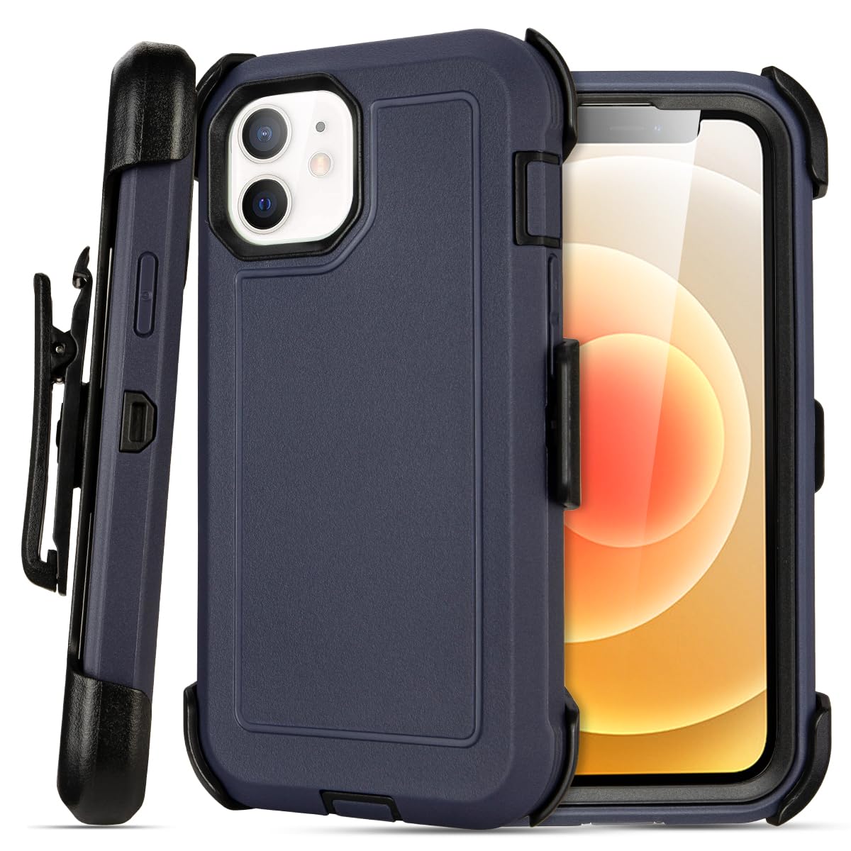 for Black iPhone 15 Case with Belt Clip, Shockproof Heavy Duty Rugged, 3 Layers of Sturdy,Anti-Drop, Military-Grade Defender Cover for iPhone 15 Case Black