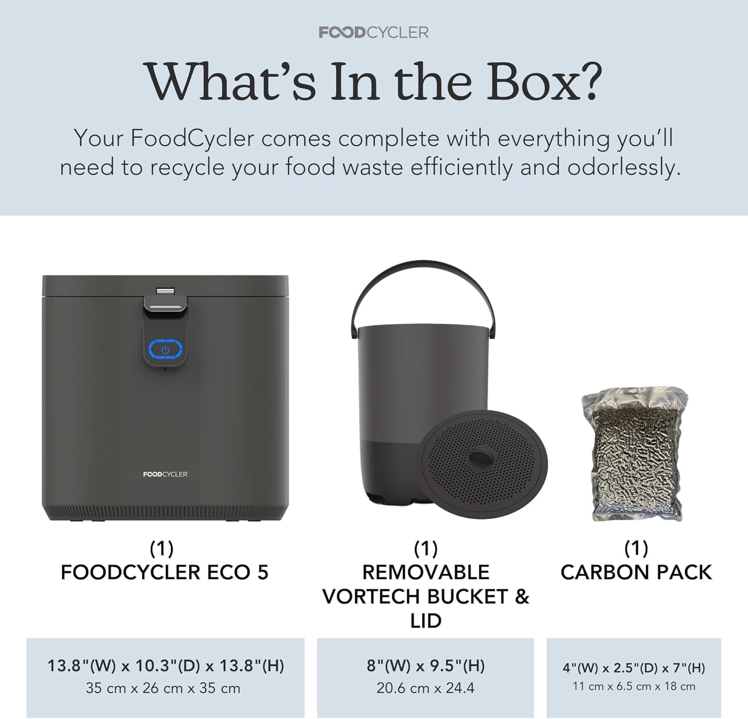 Food Cycler Eco 5 Award-Winning Kitchen Food Recycler | Indoor Composter Bin Alternative | Electric Countertop Food Disposer with Odorless 5L Indoor Food Waste Bin for Easy Waste Management | Grey