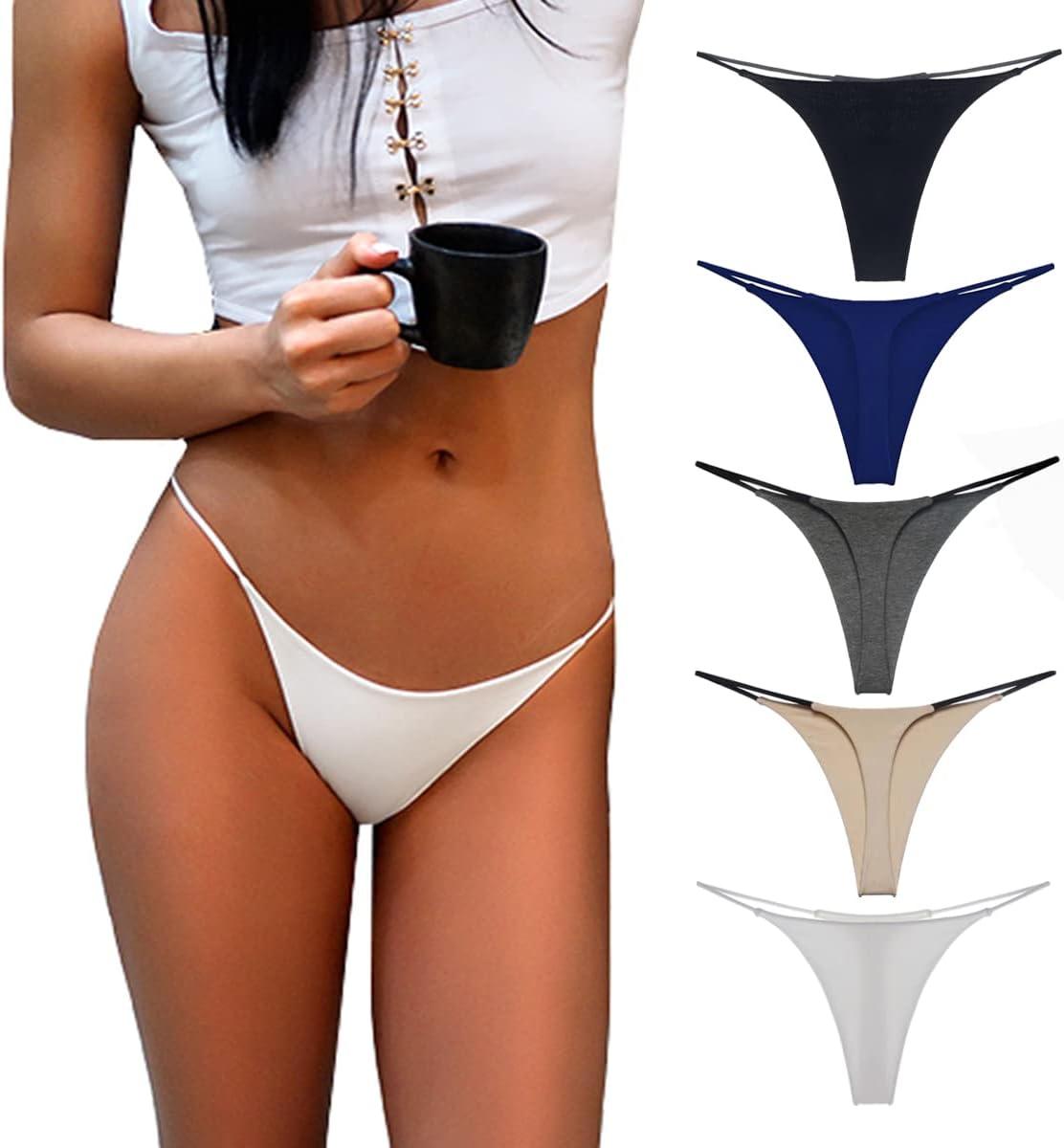 Aogda Thong for Women Cotton Underwear Low Rise Panties Woman G-String Thongs