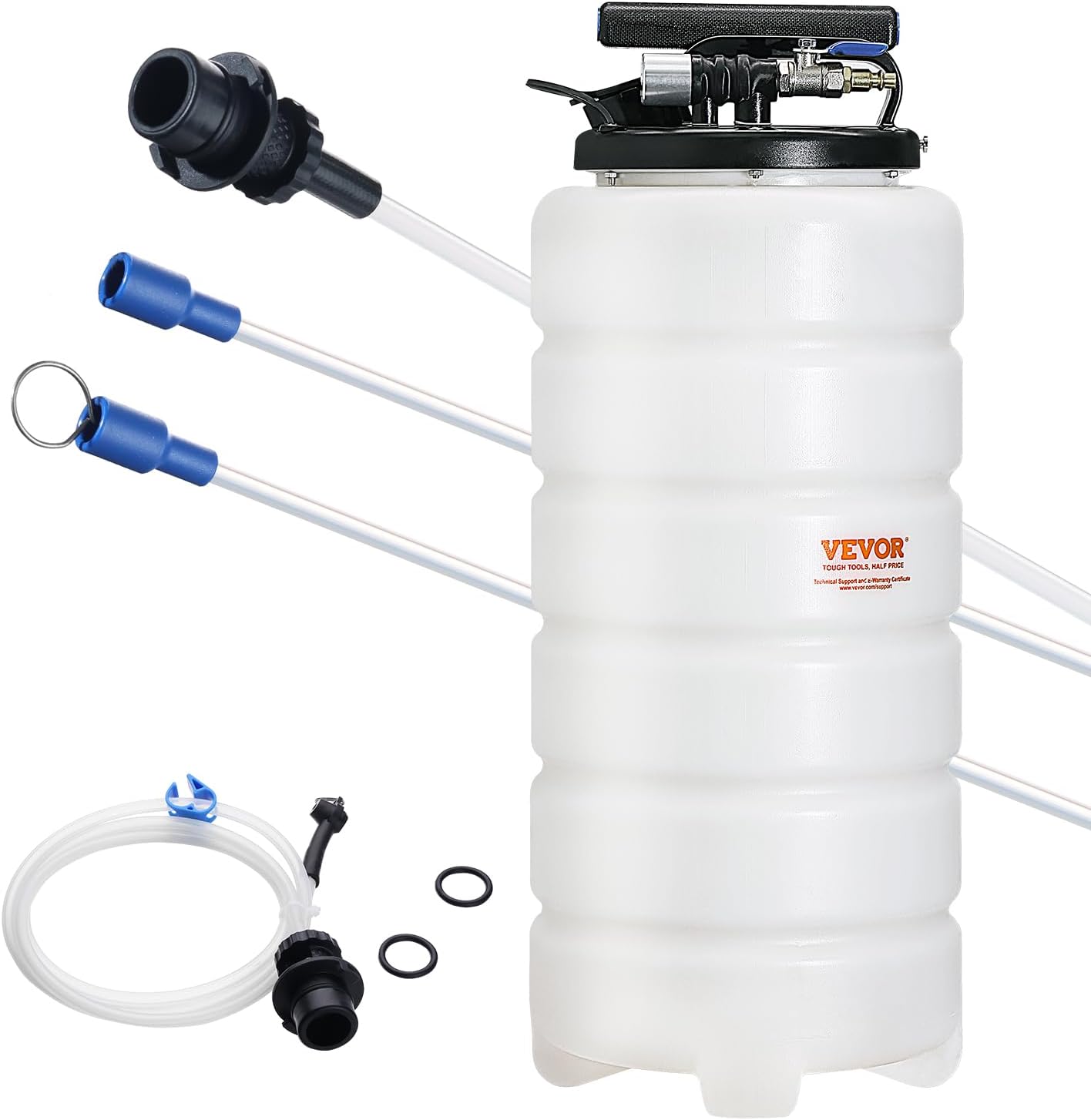 VEVOR 6.5L Pneumatic/Manual Oil Extractor Pump, Fluid Extractor Pump for Automotive Fluids Vacuum Evacuation, Oil Change & Fluid Change Tool with Dipstick and Suction Hose