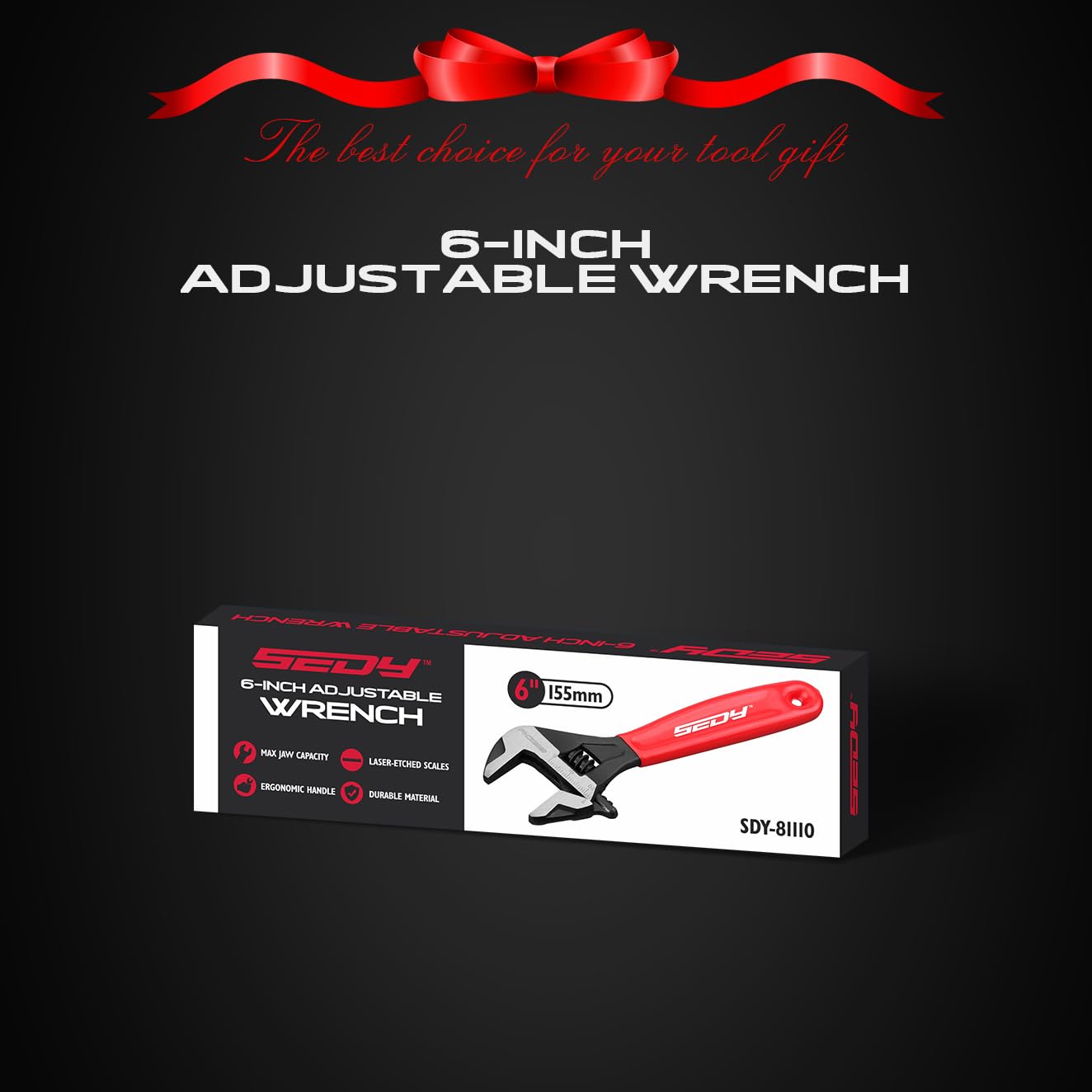 Adjustable Wrench Set Pipe Spanner: 6" 8" 10" Wide Jaw Black Oxide Wrench With Cushion Grip, Laser Marked Metric & SAE Scales, CR-V Steel for Professional