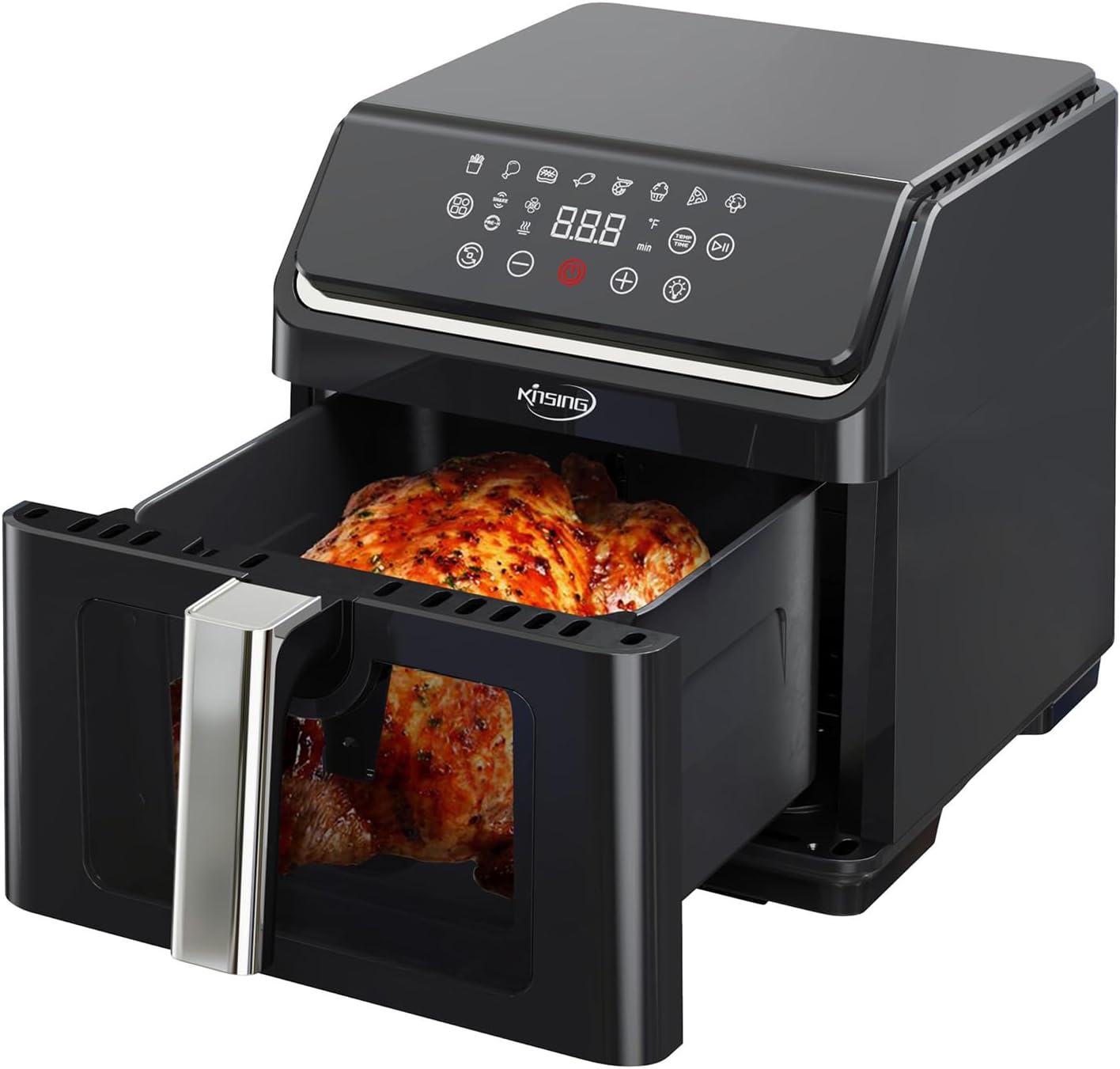 Air Fryer 8 in 1, XL 8.5 QT Large Airfryer with View Windows,MAX 400℉ for Crispy, 85% Less Oil, Fast Roast, Preheat, Shake, Bake, Non-Stick Basket for Easy Clean, With Professional Recipes