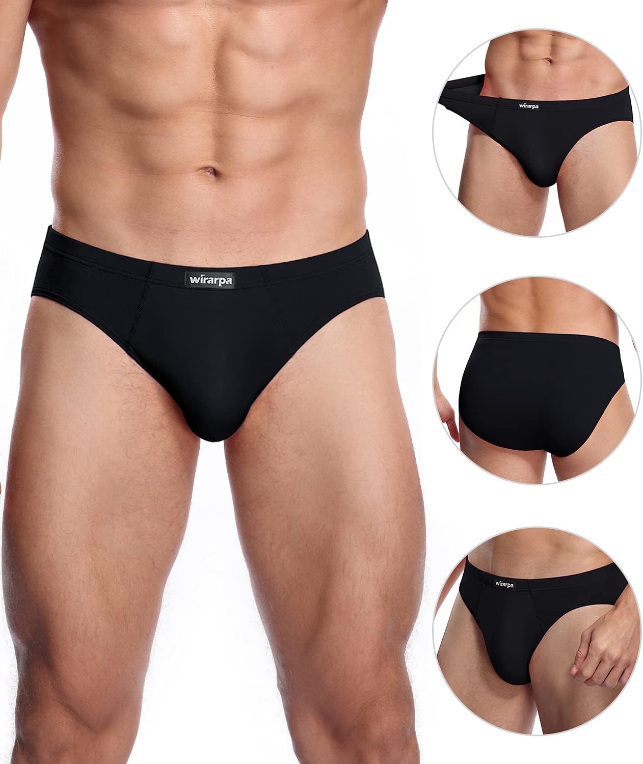 wirarpa Men's Underwear Modal Microfiber Briefs No Fly Covered Waistband Silky Touch Underpants 4 Pack