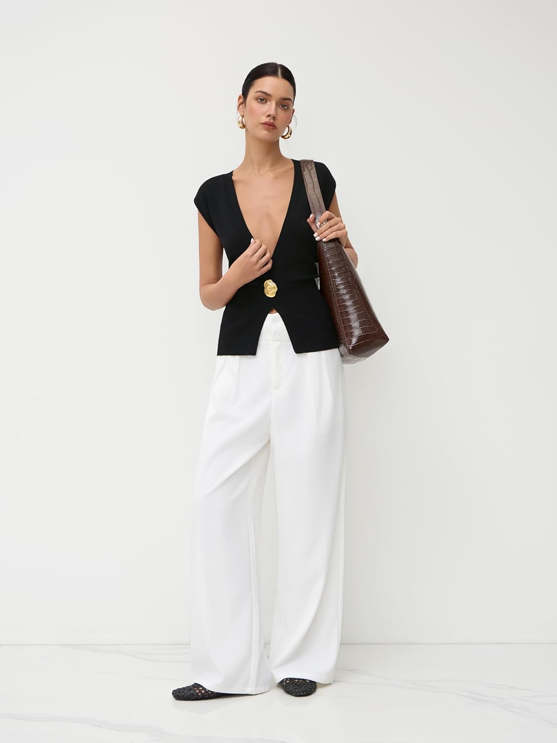 CIDER Womens Sweater Vest Deep V Neck Sleeveless Lightweight Vest Tank Tops Business Casual Trendy Outfits