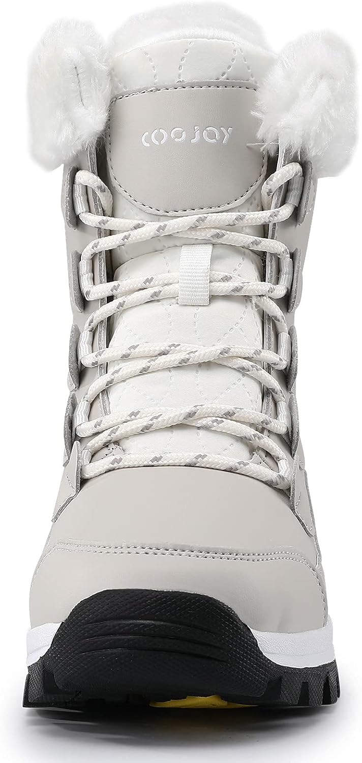 COOJOY Womens Winter Snow Boots Waterproof Shoes Walking Comfortable Hiking Tennis Booties Furry Mid Calf Warm Lightweight