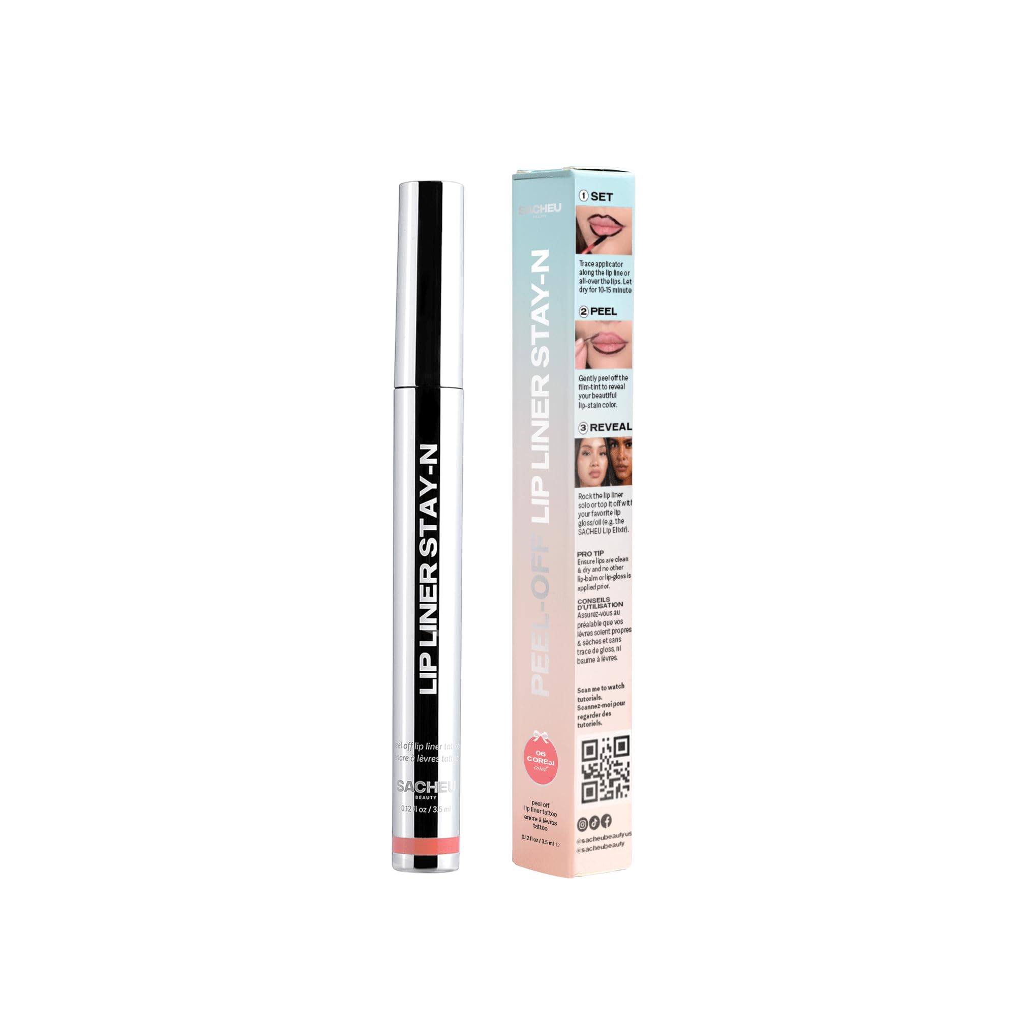 Sacheu Lip Liner STAY-N Peel Off Lip Stain — Long Lasting Matte Lip Tattoo Transfer Proof Lipstain Infused with Hyaluronic Acid & Vitamin E for All Skin Types — Vegan & Cruelty-Free, p-INKED