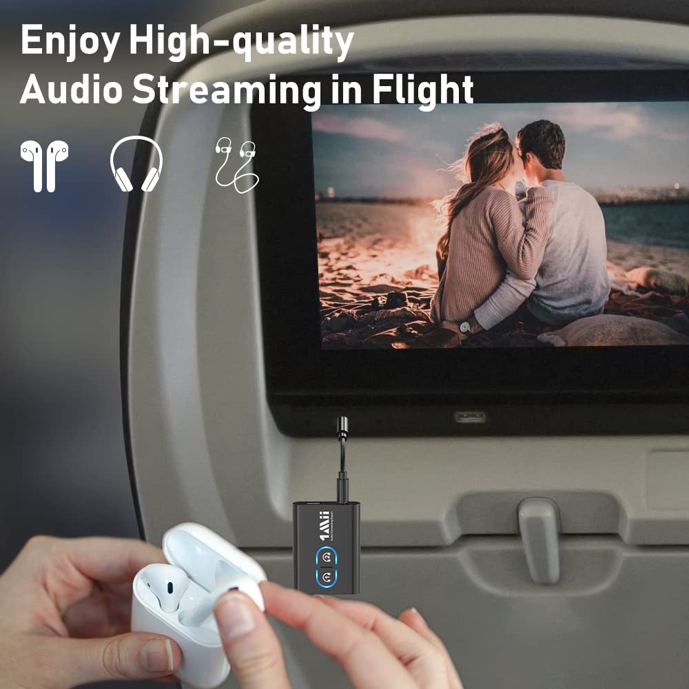 1Mii Bluetooth 5.3 Transmitter Receiver for TV to Wireless Headphones, Dual Link AptX Adaptive/Low Latency/HD Audio, Aux Adapter for Home Stereo, Airplane, Boat, Gym
