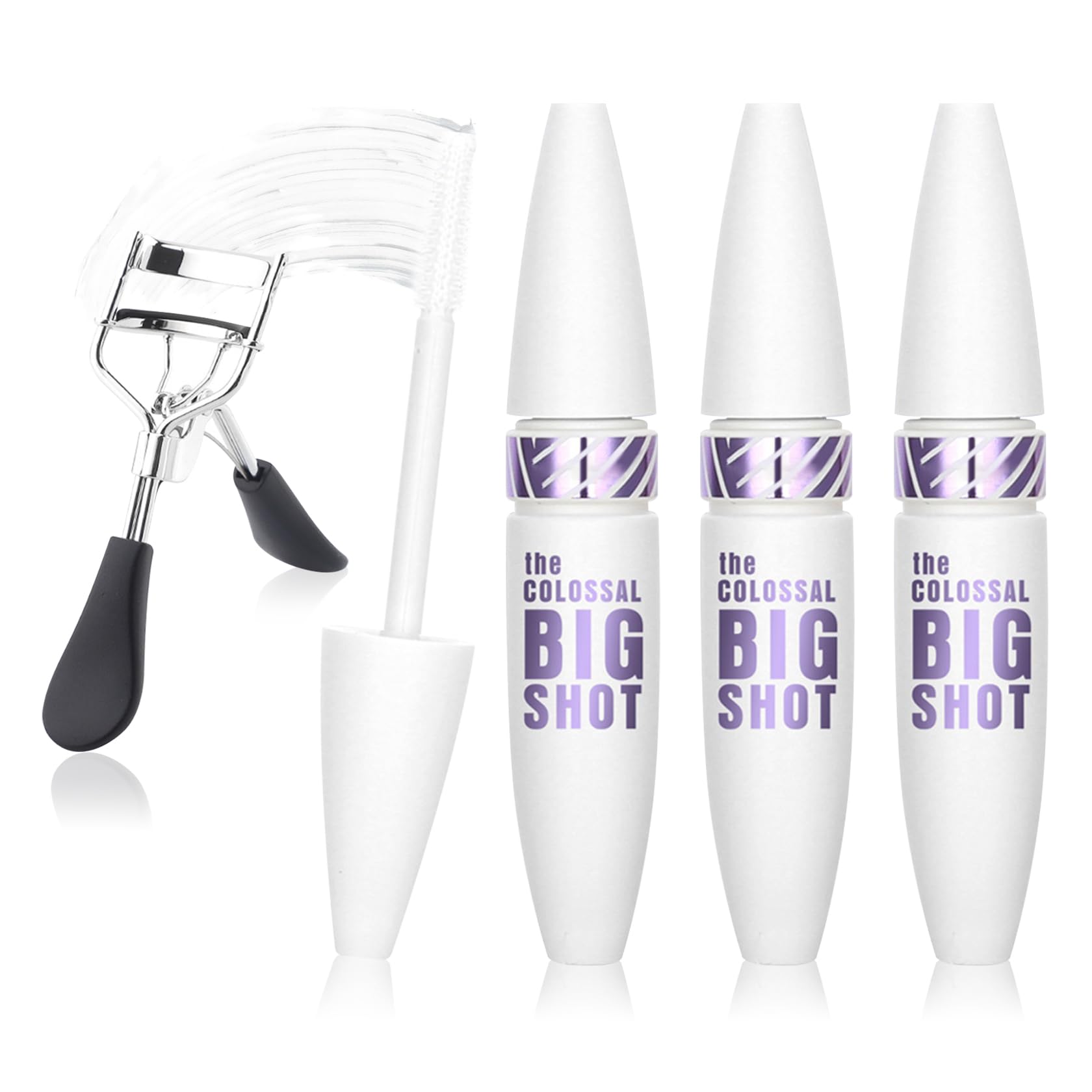 Black Telescopic Mascara Set,3PCS Black Mascara Volume and Length for Eye Makeup,Waterproofing No Clumping Tubing Mascara,No Smudging Curly Black Mascara with Eyelash Curler