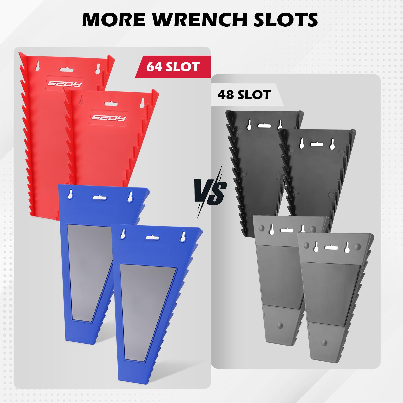 2-Pack Magnetic Wrench Organizer, 32-Slot Premium Wrench Rack Holder Tool Trays for Toolboxes Drawer Storage, SAE (1/4" - 1-1/16") & Metric (6mm - 24mm)