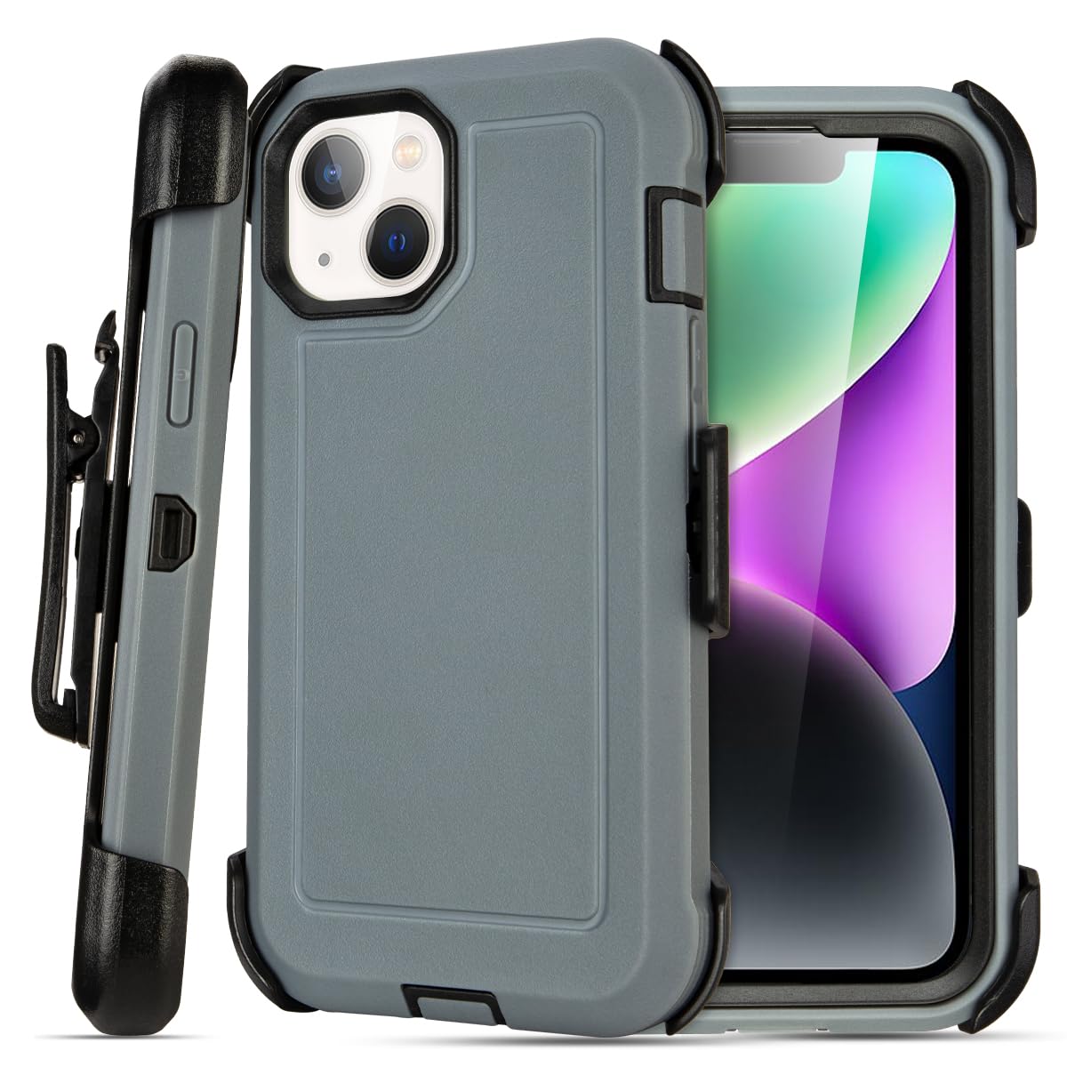 for Black iPhone 15 Case with Belt Clip, Shockproof Heavy Duty Rugged, 3 Layers of Sturdy,Anti-Drop, Military-Grade Defender Cover for iPhone 15 Case Black