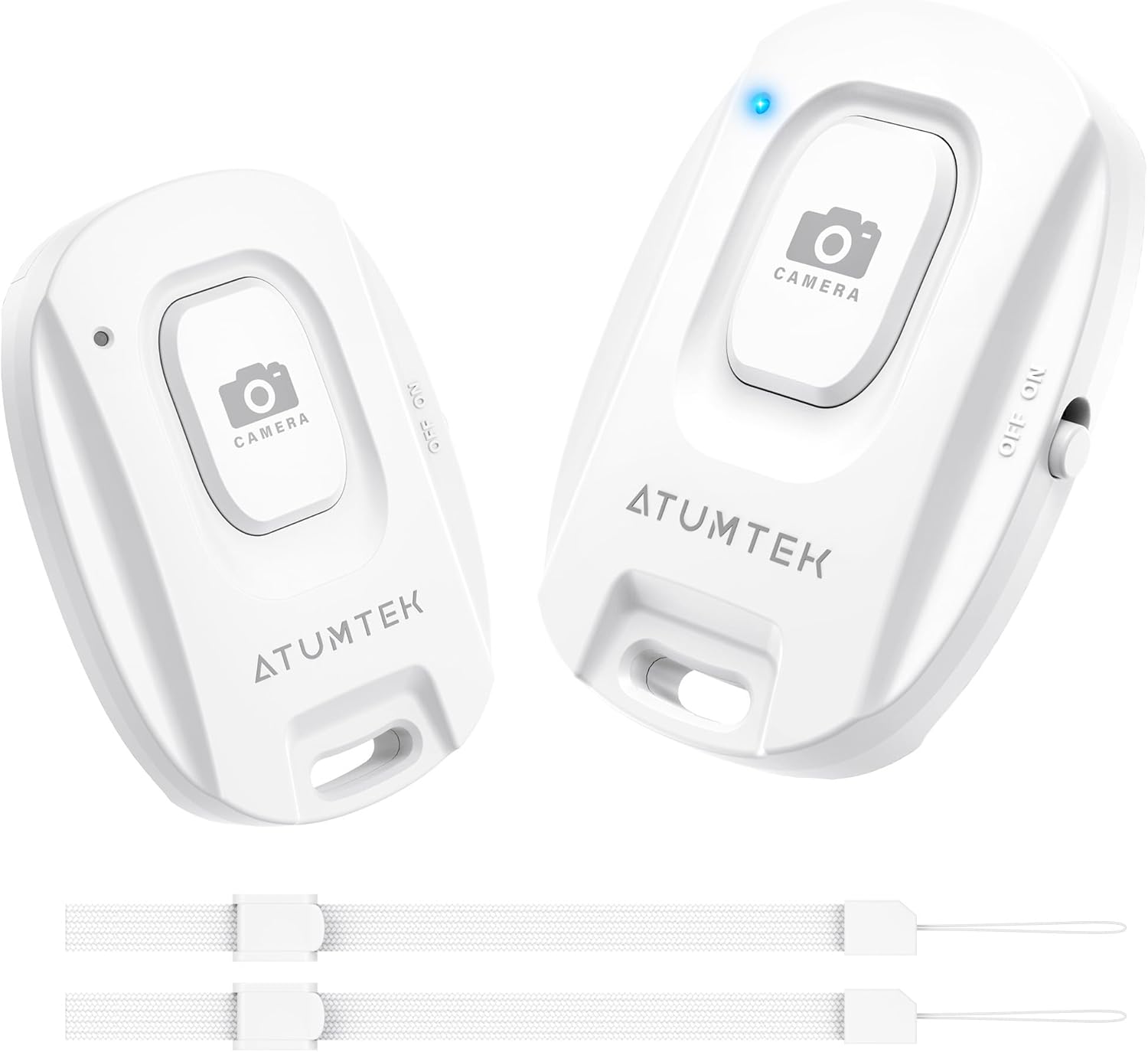 ATUMTEK Camera Remote Shutter for iPhone and Android Smartphones (2 Pack), Wireless Phone Remote Control Selfie Button for Photos and Videos (Bluetooth 5.2), Wrist Strap Included, Black Stylish