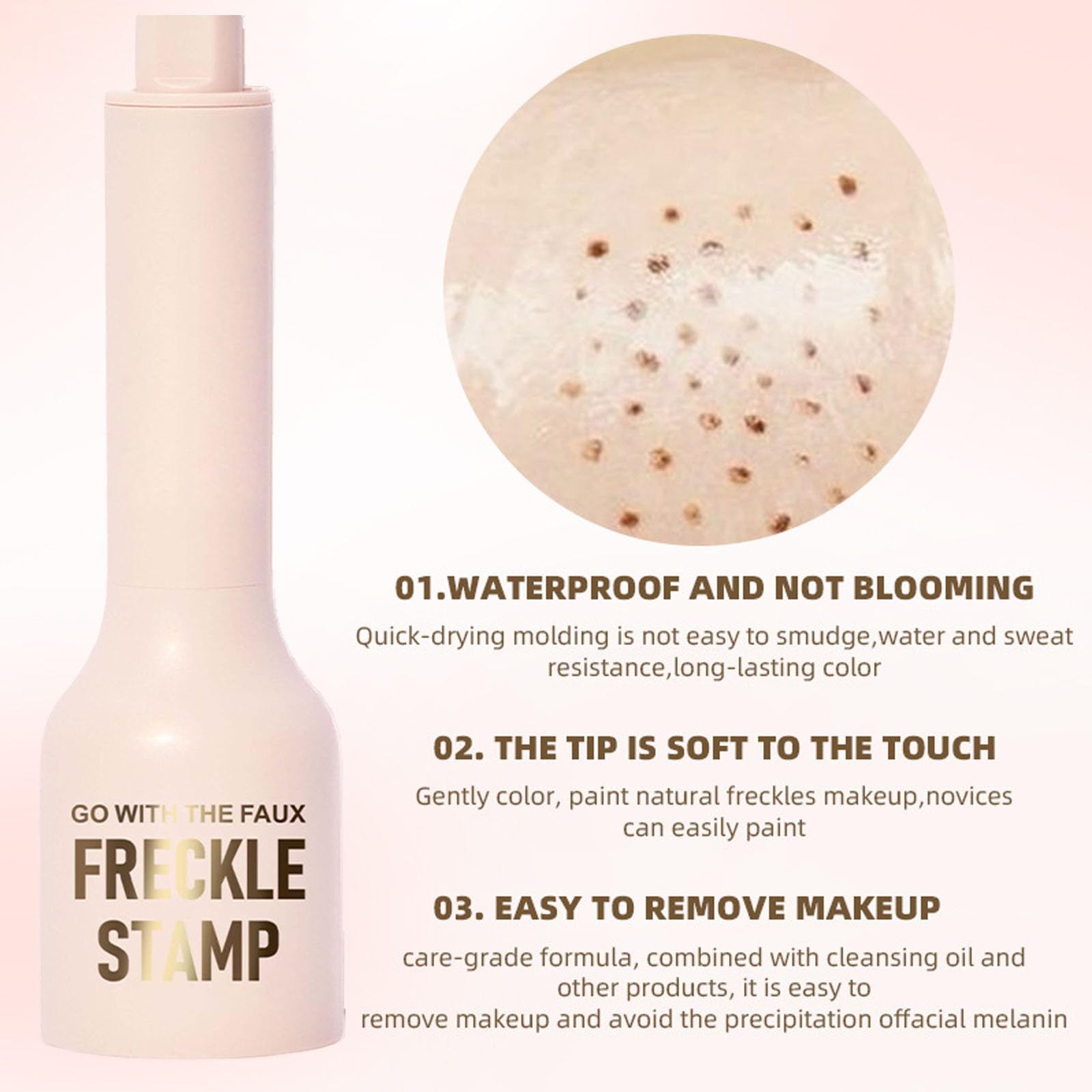 ARCHIDATE Faux Freckle Stamp Pen, Waterproof Fake Freckles Stain Marker with 5-Point Precision Freckle Stamp Cushion, Quick Dry, Long Lasting Freckles Natural Sunkissed Makeup (Light)