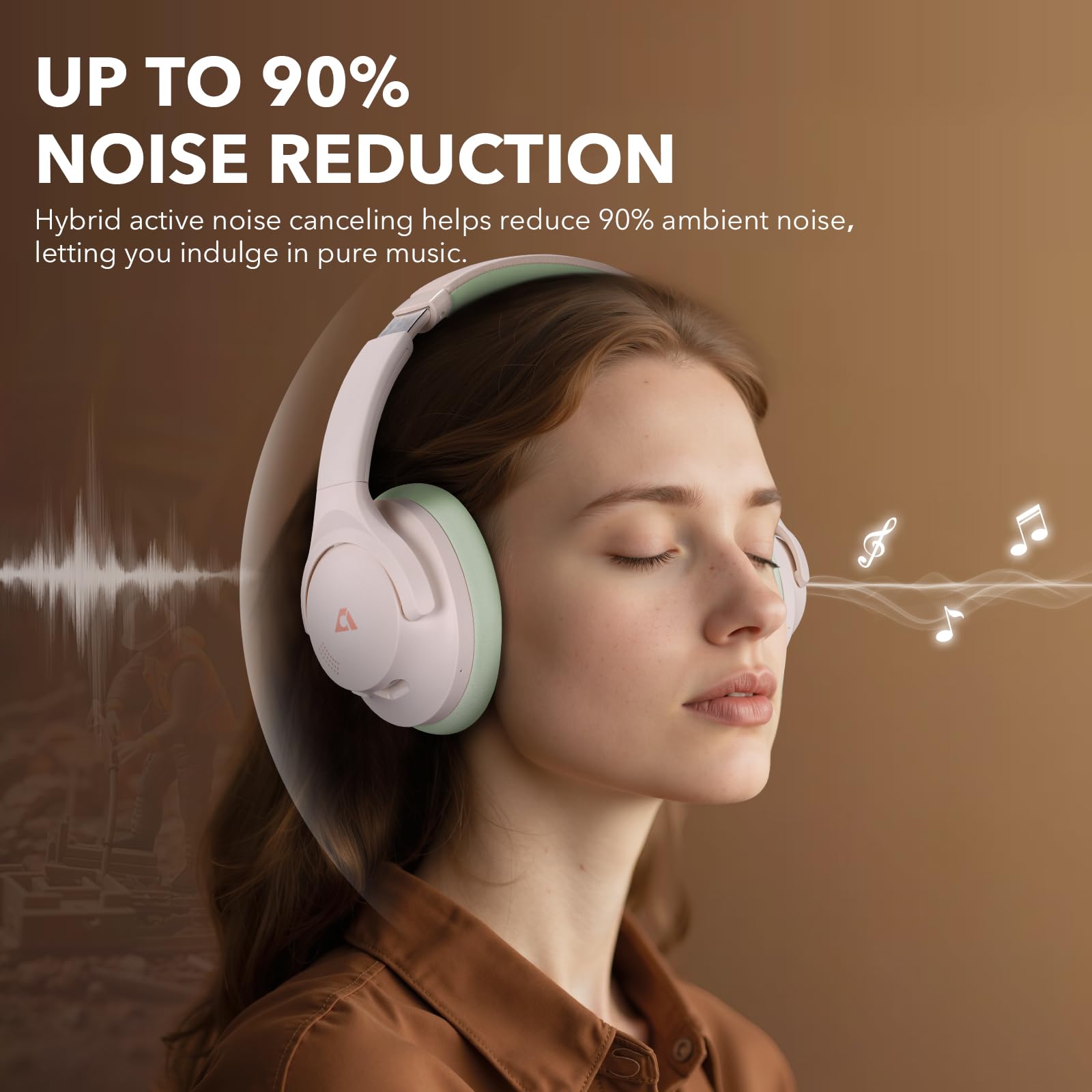 1Mii Y8+ Noise Cancelling Headphones Bluetooth, Wireless LDAC Hi-Res Audio, Custom EQ via App, 75H Playtime, Comfort Fit, Over Ear Headphones Foldable for Airplane Travel Home Office Black