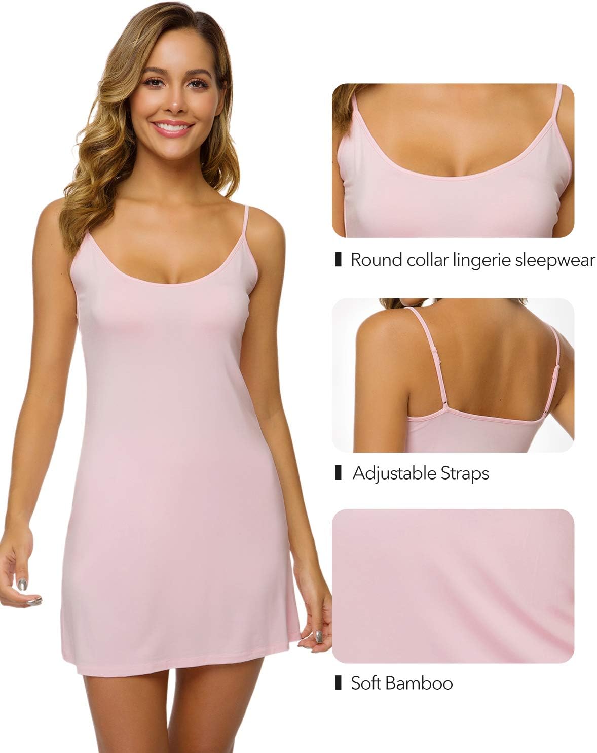 WiWi Slip Dress for Women Viscose from Bamboo Spaghetti Strap Lingerie Sexy Nightgowns Plus Size Sleep Chemise S-4X