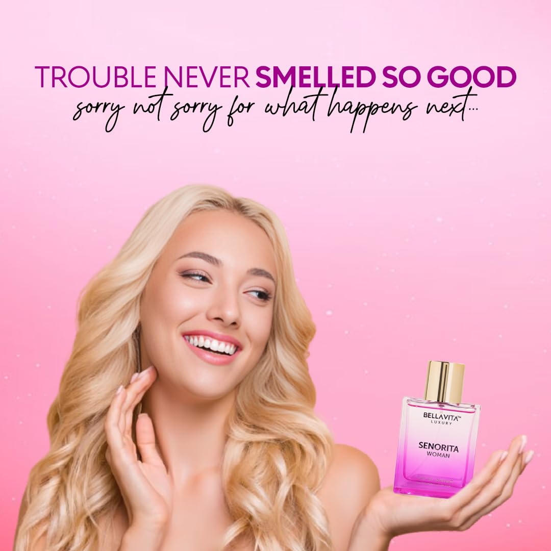 BellaVita Luxury SENORITA Perfume for Women (3.4 fl.oz) | Floral & Fruity Fragrance with Pomegranate, Mint & Musk | Notes of Yuzu and Lotus | Vegan & Cruelty-Free Womens Perfume