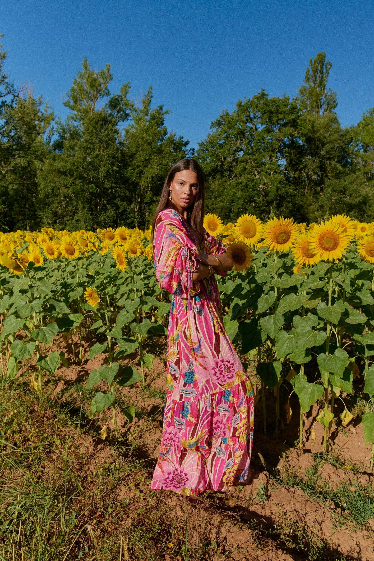 POSITANO PINK LONG DRESS