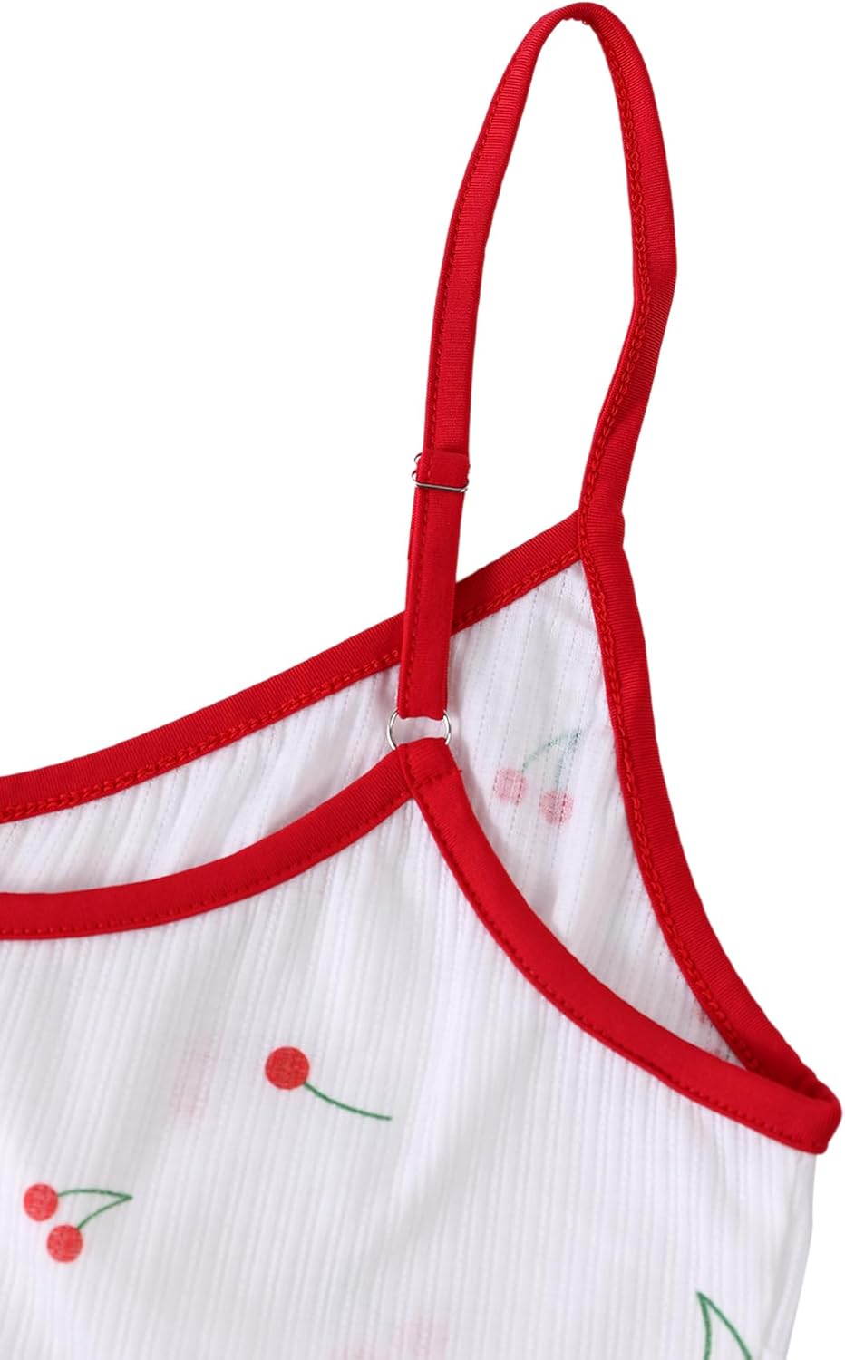 Hilinker Womens Graphic Print Ribbed PJ Set Crop Cami Tops and Shorts Cute Pajamas Set