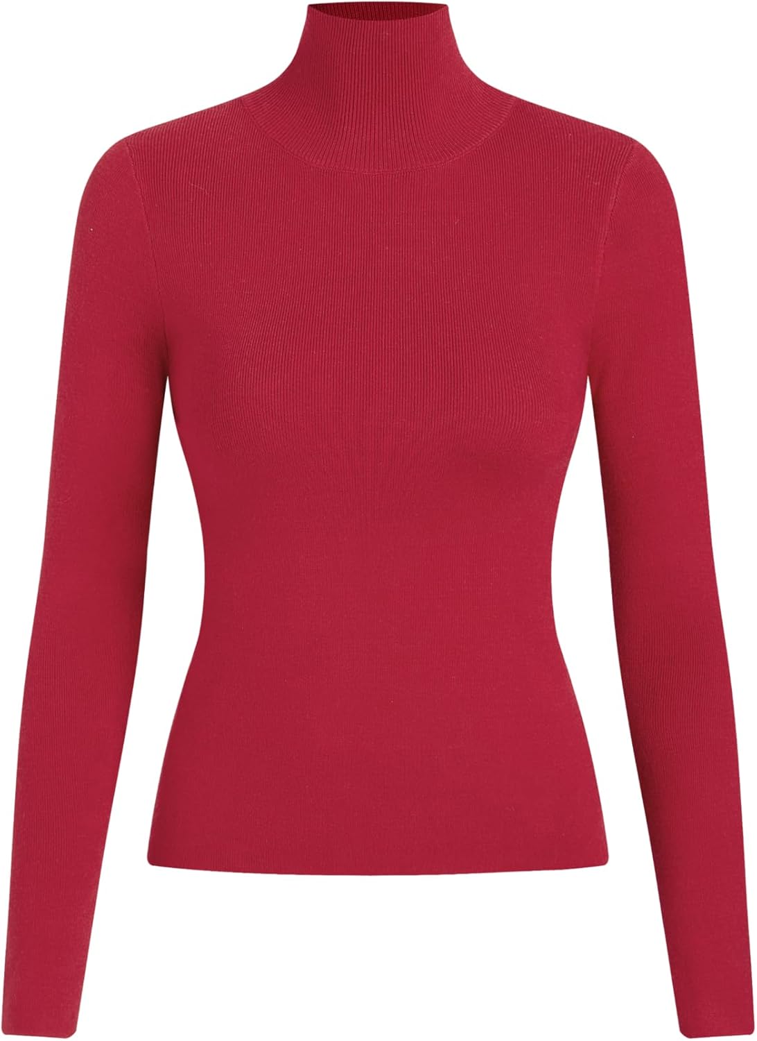 CIDER Mock Turtleneck Tops for Women Ribbed Knit Long Sleeve Slim Fitted Fall Solid Sweater T Shirts