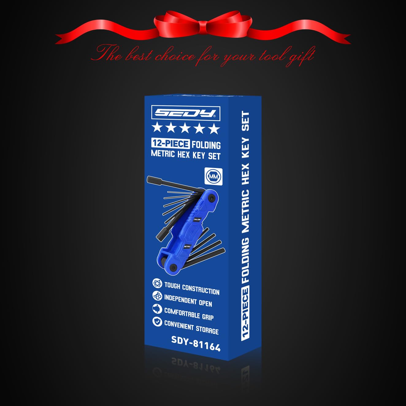 SEDY 32-Piece Hex Key Wrench Set, Metric and SAE Allen Wrenches (0.028-3/8 inch, 0.7-10 mm) L Shape Allen Keys, Chrome Vanadium Steelwith 2x Extension Handle