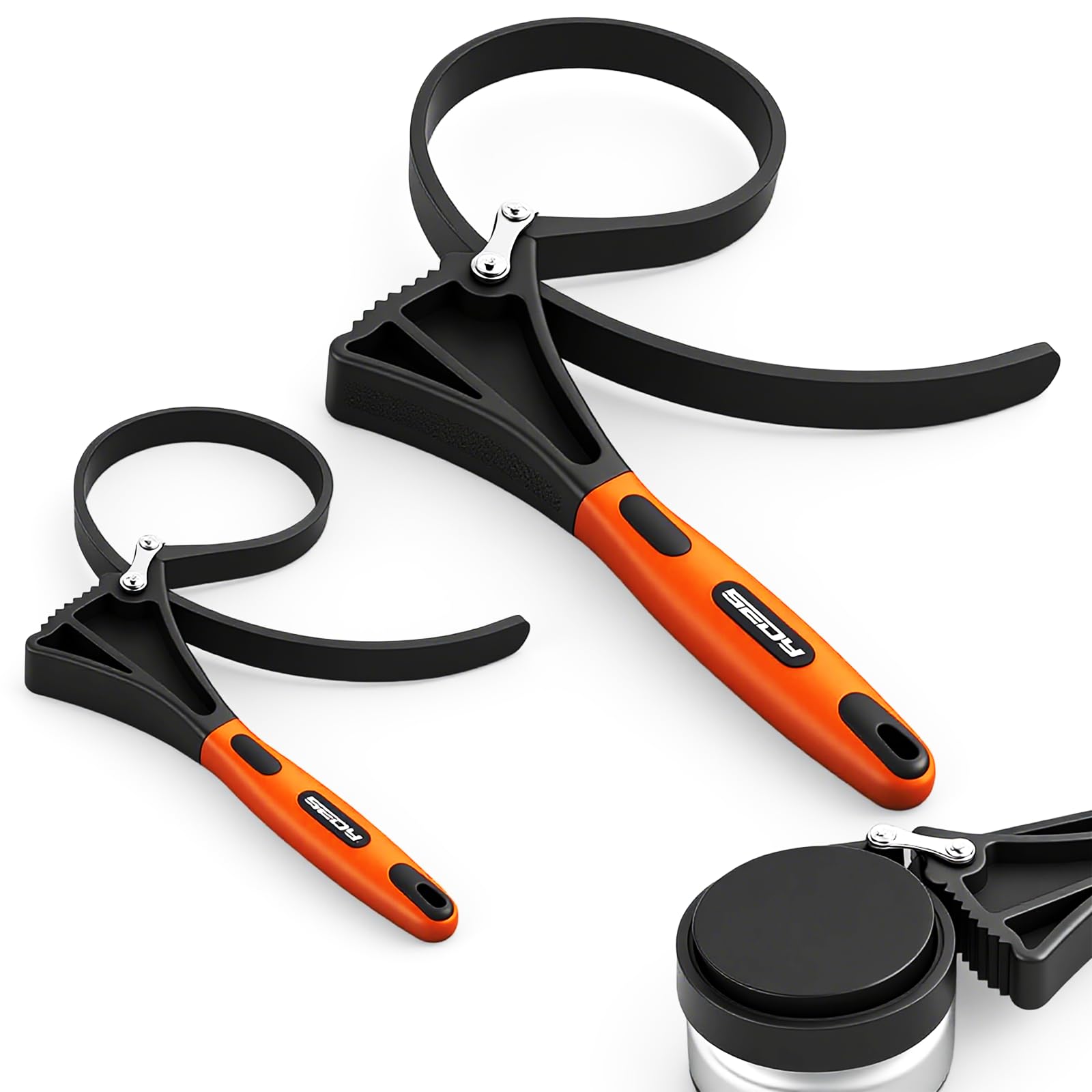 2-Piece Rubber Strap Adjustable Wrench Set Diameter 4" and 6", Oil Filter Pipe Jar Opener Strong Grip Plumbers Universal Spanner for Drain Sewer Cap Sink Pliers Nut Shower Head Valve Removal