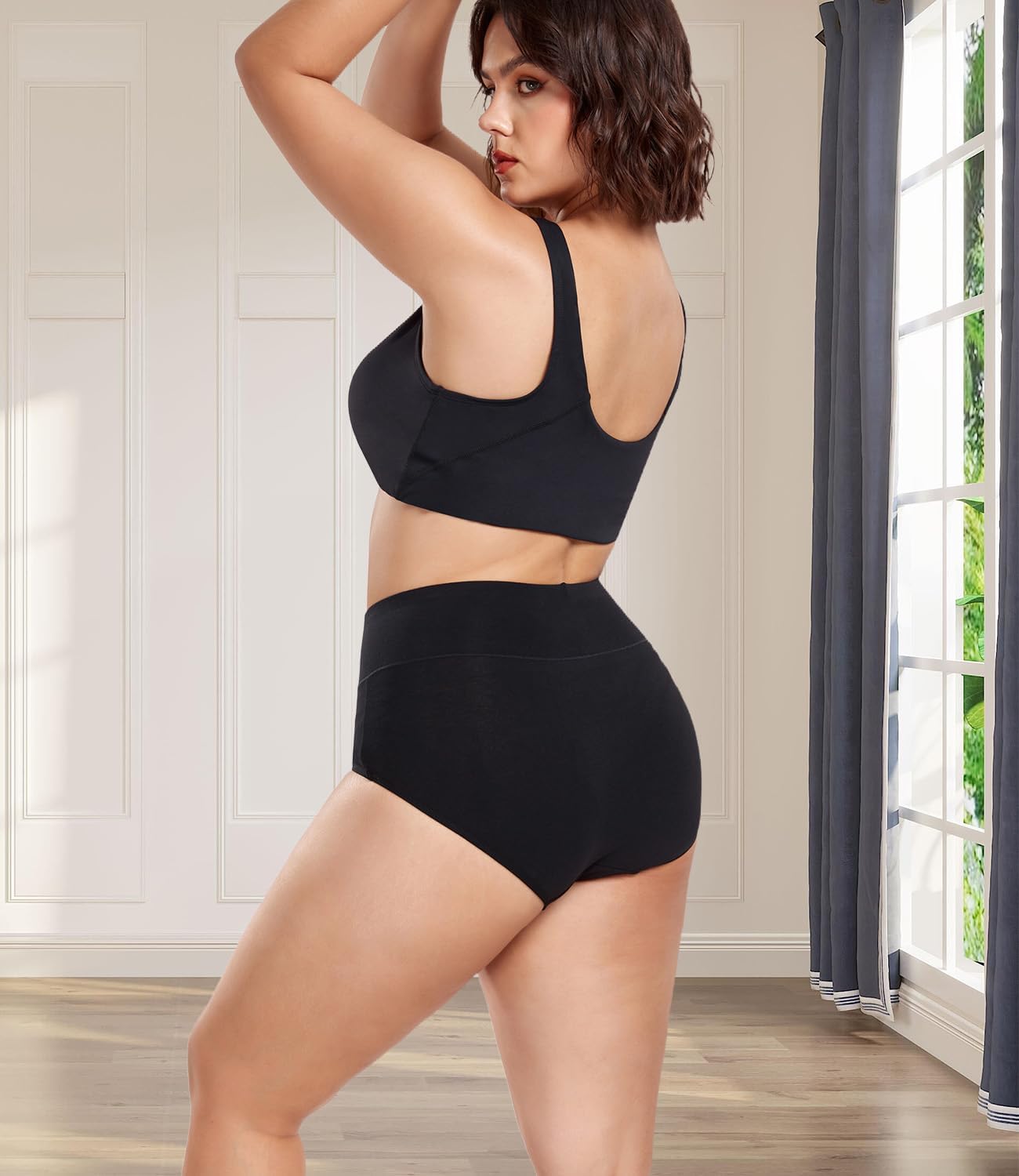 wirarpa Women's Underwear High Waisted Ladies Cotton Panties Soft Full Coverage Briefs 5 Pack (Regular & Plus Size)