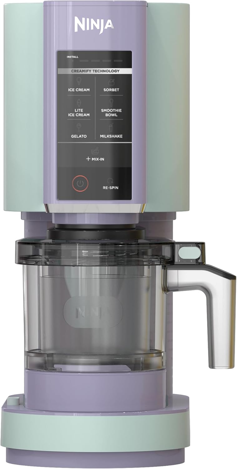 Ninja NC301 CREAMi Ice Cream Maker, for Gelato, Mix-ins, Milkshakes, Sorbet, Smoothie Bowls & More, 7 One-Touch Programs, with (2) Pint Containers & Lids, Compact Size, Perfect for Kids, Silver