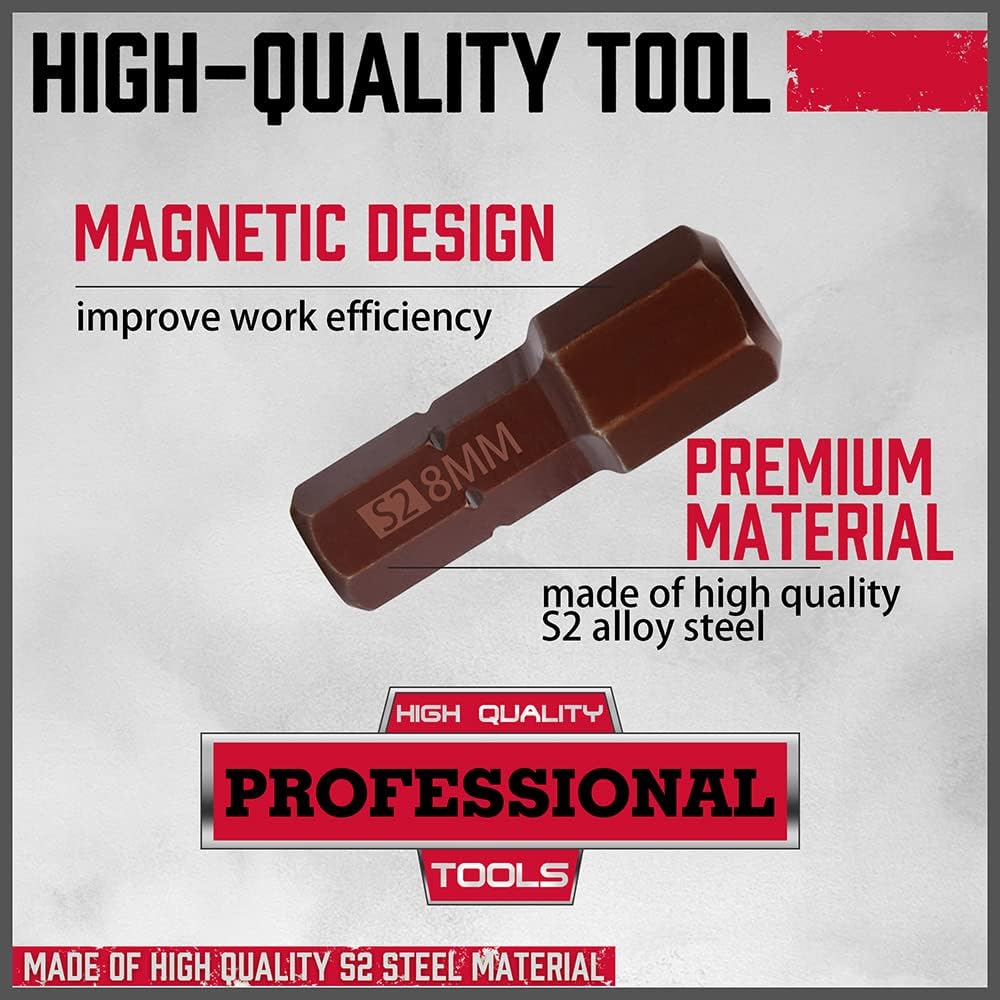 Premium 25-Piece Allen Key Drill Bit Set - Durable Allen Wrench Bits with Strong Magnetic Tips, SAE & Metric Hex Keys