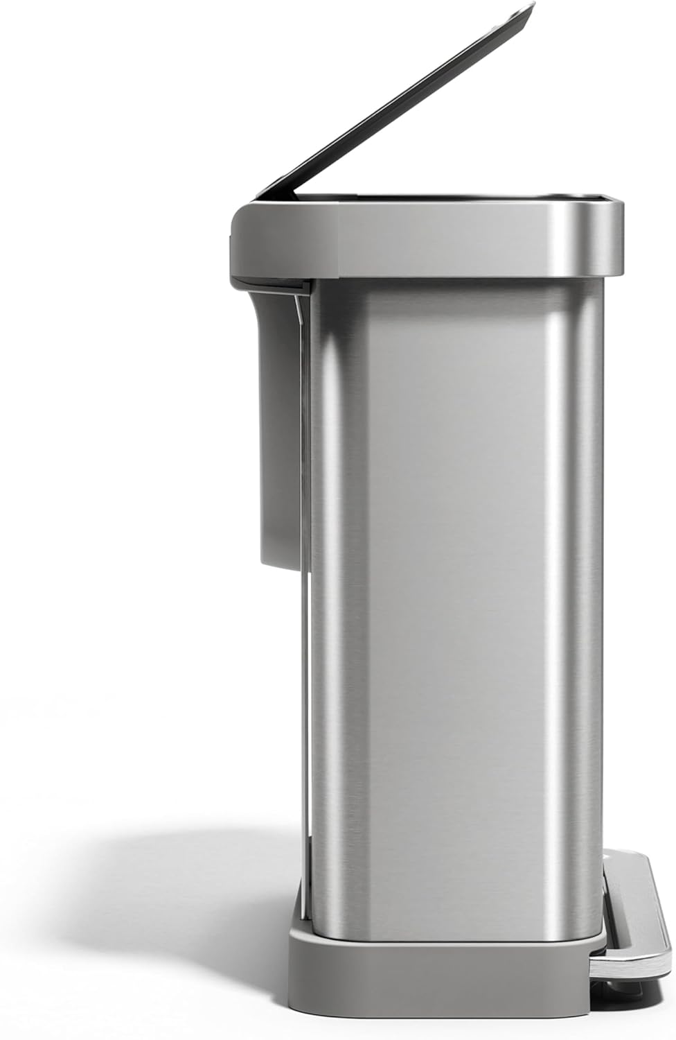 simplehuman 58 Liter / 15.3 Gallon Rectangular Hands-Free Dual Compartment Recycling Kitchen Step Trash Can with Soft-Close Lid, Brushed Stainless Steel