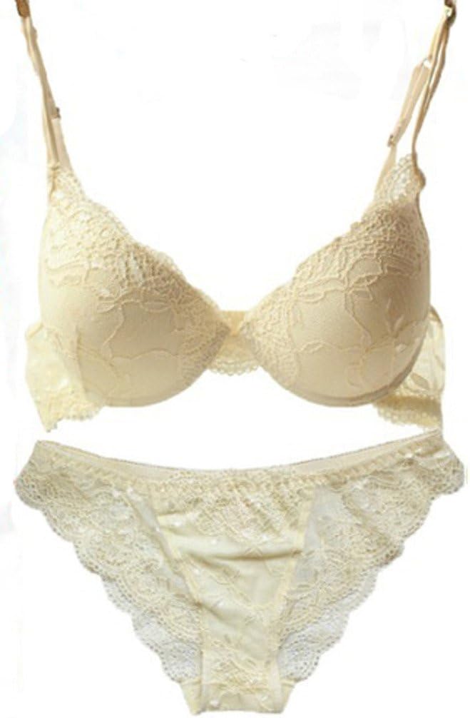 Nanier Women's Solid Lace Push up Bra Set