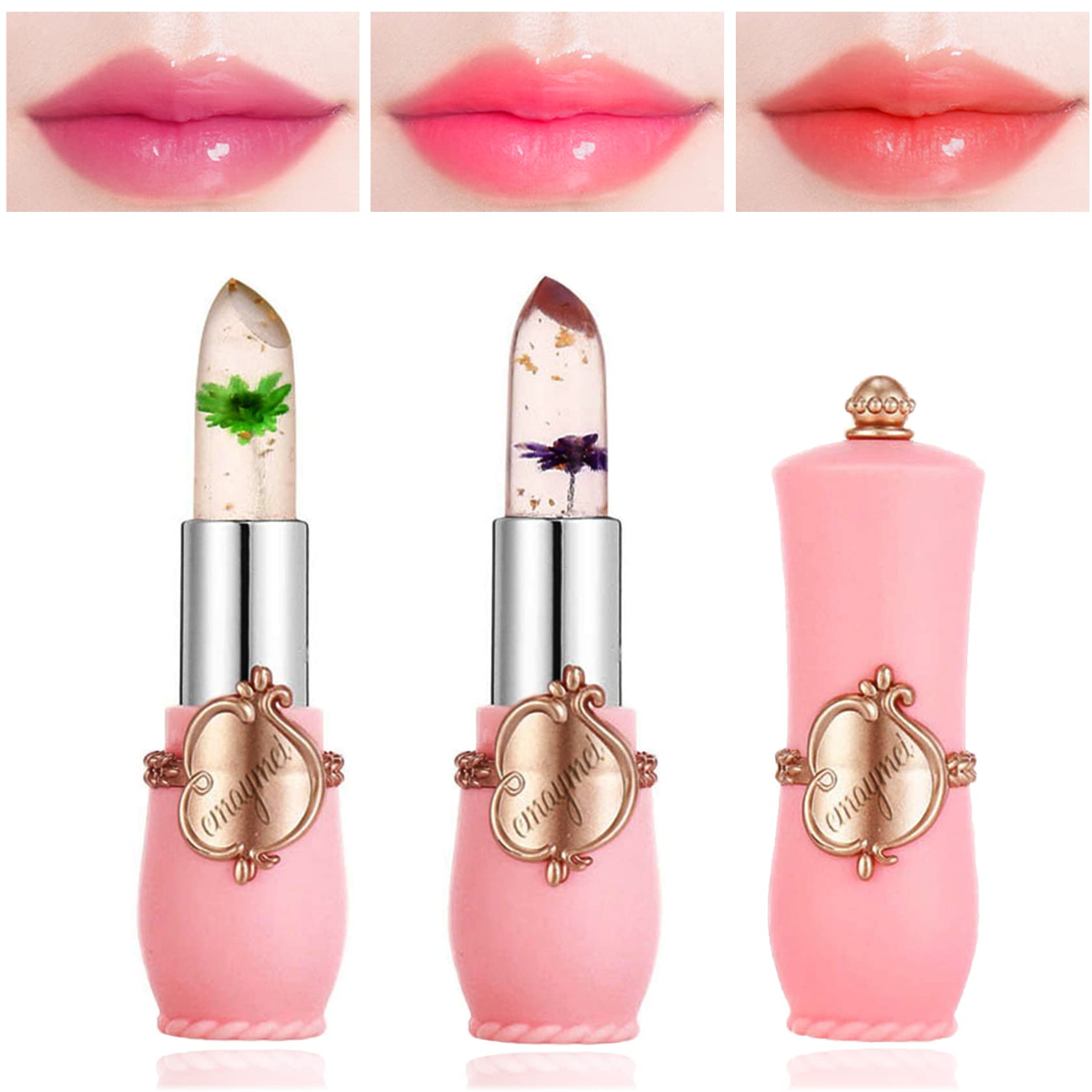 4 Pack Aloe Vera Lipstick,Long Wear Nourishing Lip stick,Waterproof Moisturizing Color Changing Lip Balm Lipstick,Lip Gloss,Magic Temp Color Change Matte Lip Gloss Makeup