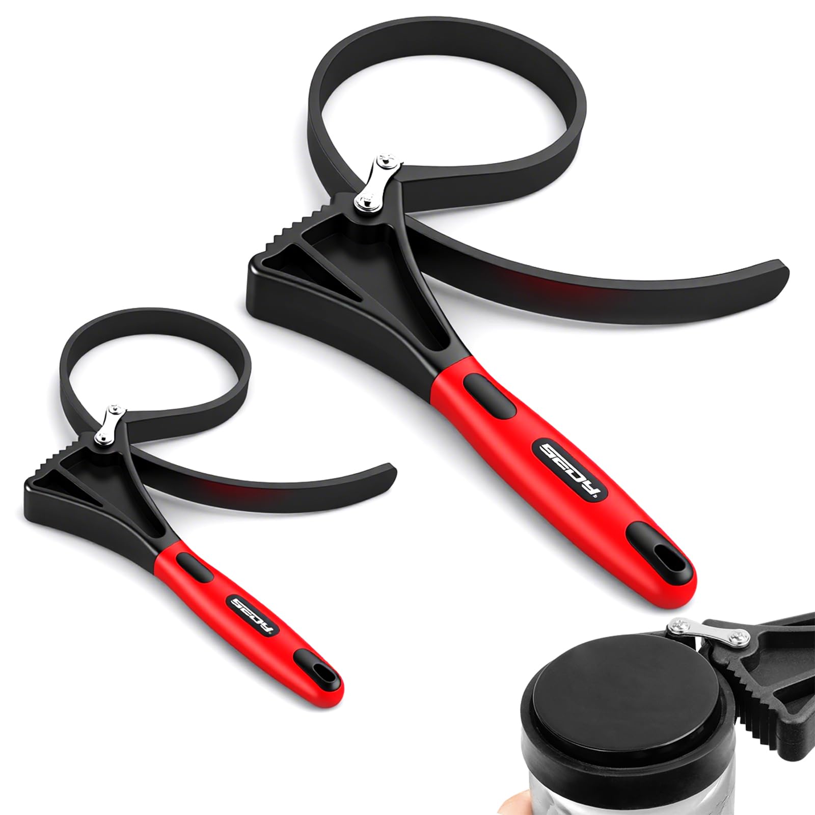 2-Piece Rubber Strap Adjustable Wrench Set Diameter 4" and 6", Oil Filter Pipe Jar Opener Strong Grip Plumbers Universal Spanner for Drain Sewer Cap Sink Pliers Nut Shower Head Valve Removal