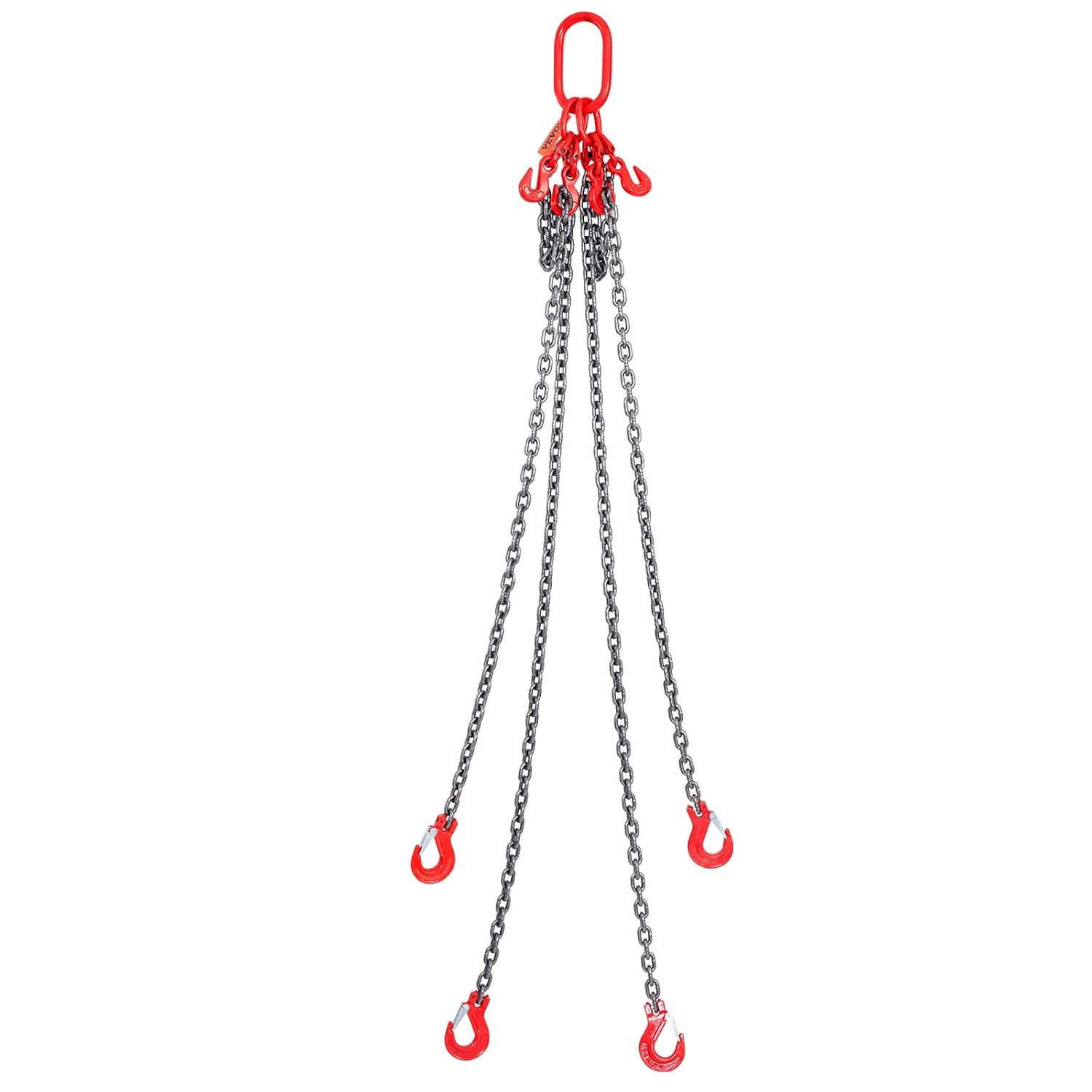 VEVOR Chain Sling, 5/16 Inch X 5 Ft Lifting Chains with Hooks, G80 Engine Chain Hoist Lifts, 11000LBS Lifting Sling Chains for Engine Hoist, Engine Lift Chain 5T with 4 Leg Grab Hooks and Adjusters