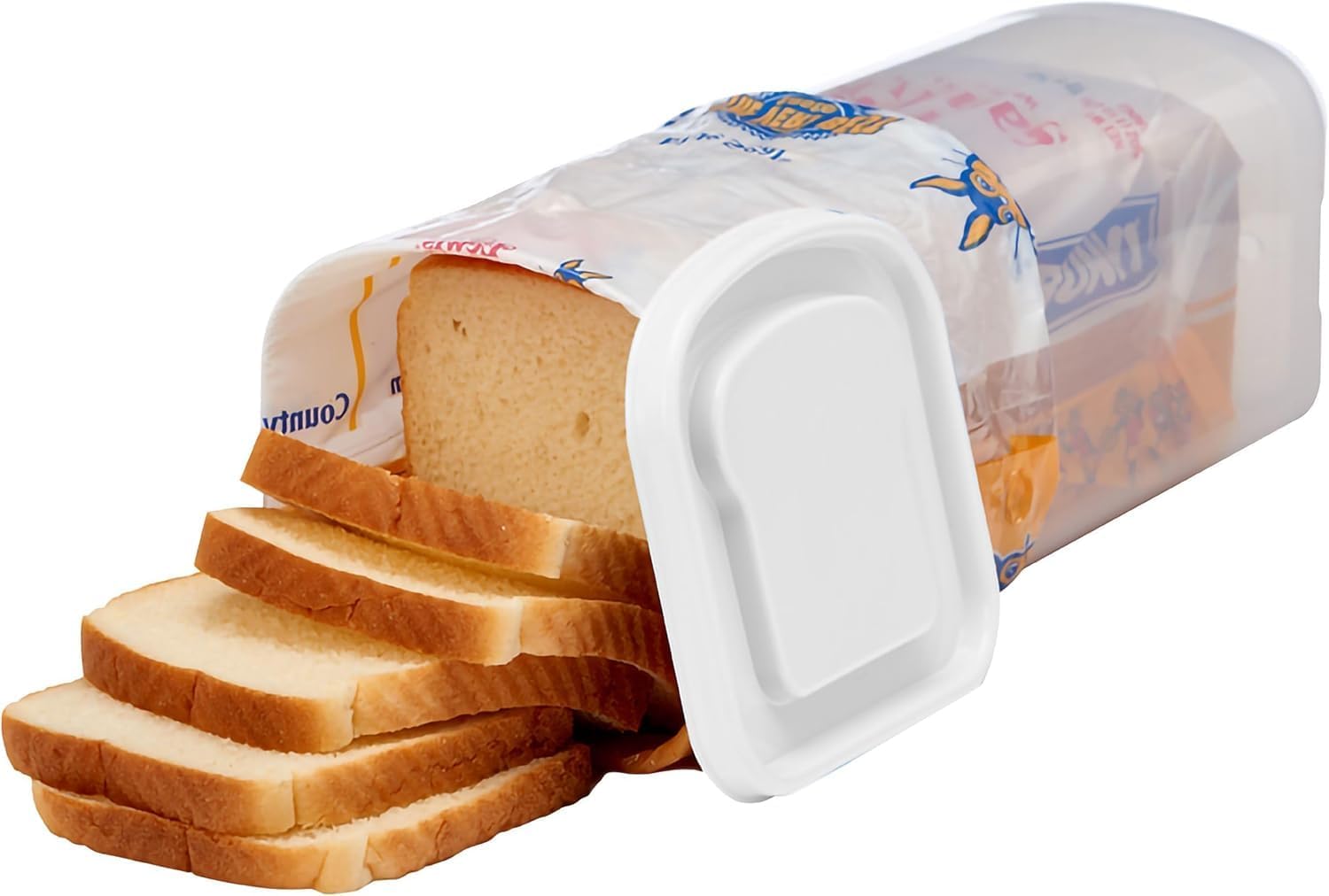 Buddeez Bread Buddy Airtight Bread Storage Container- Slice by Slice Dispensing Design - Perfect Pantry Organizer - White Lid Pack of 2