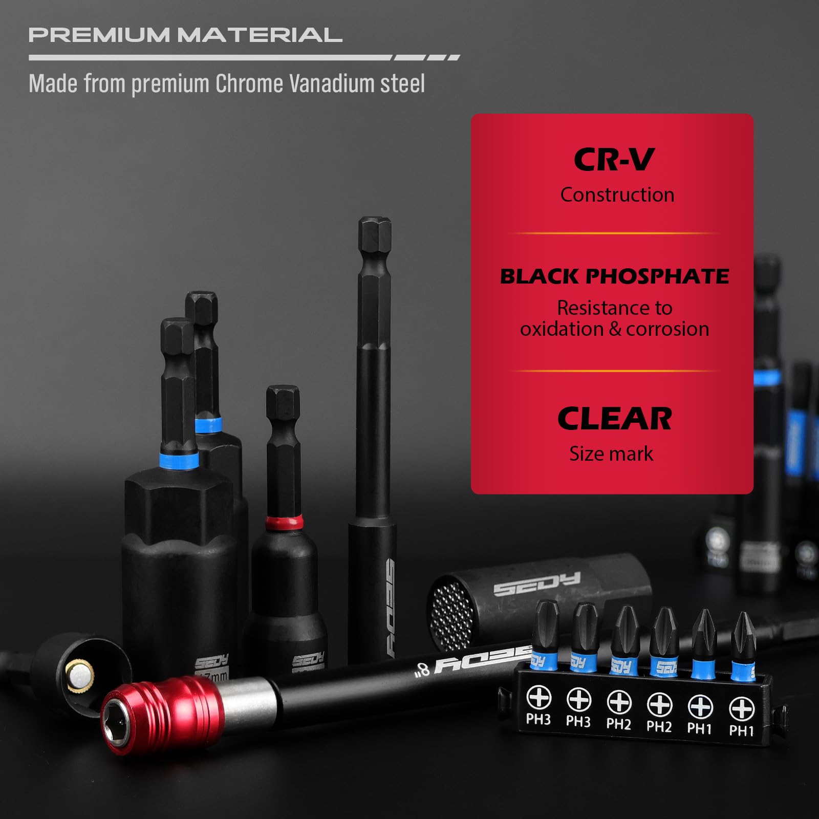 80-Piece Premium Magnetic Impact Nut Driver Set Metric & SAE with Socket Adapters, Bit Holder, Wing Nut Driver, Universal Sockets, Quick Release Extension, Power Bits