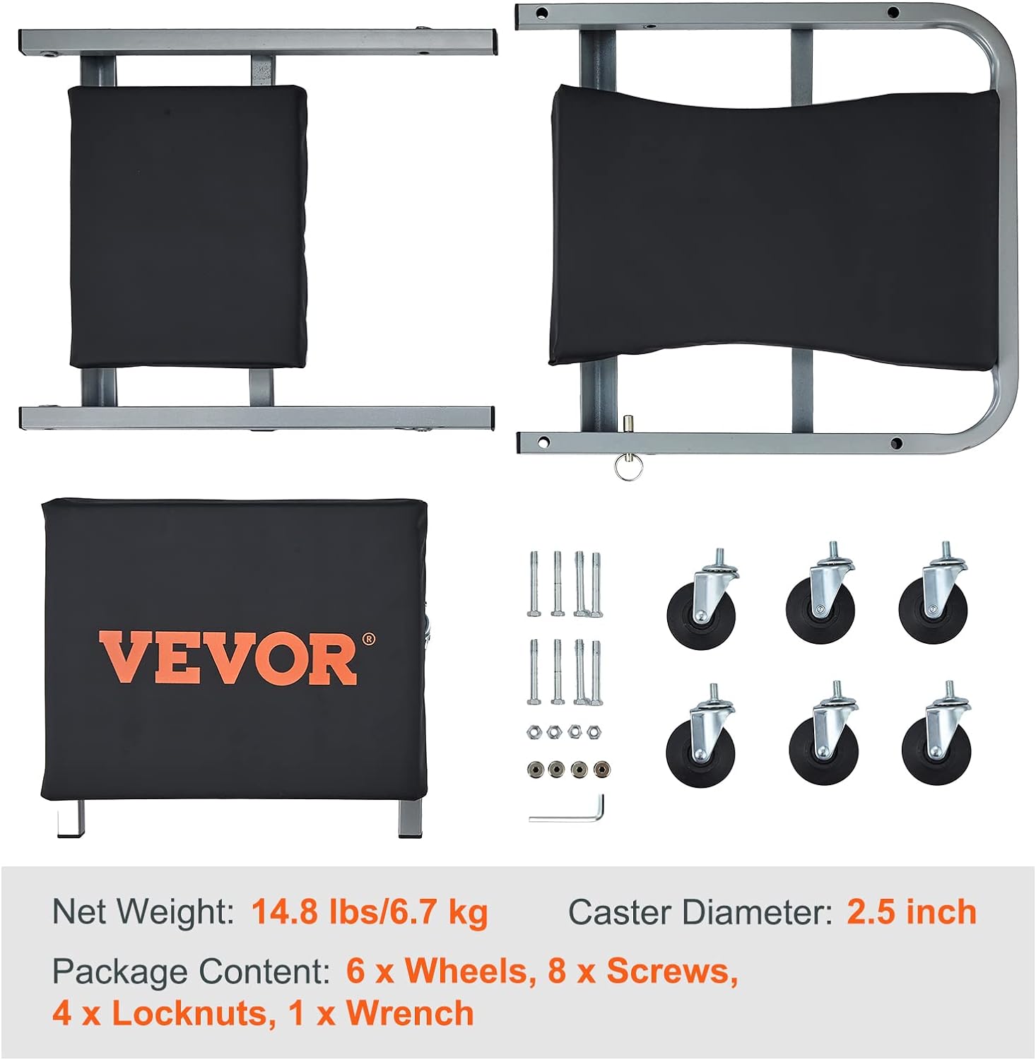 VEVOR Mechanic Creeper, Garage Gift, 36" Z Creeper Seat, 2 in 1 Mechanic Gifts, 300 lbs Capacity, Low Profile Creeper with 6 pcs Wheels in Garage/Shop for Fathers Day Tool Gift