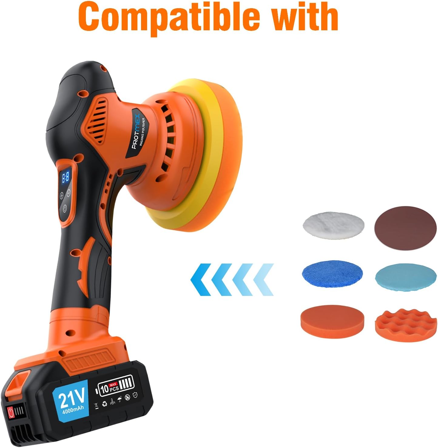 Protmet Car Polisher Pads is Compatible with All 21V car Polishers of Protmex Brand