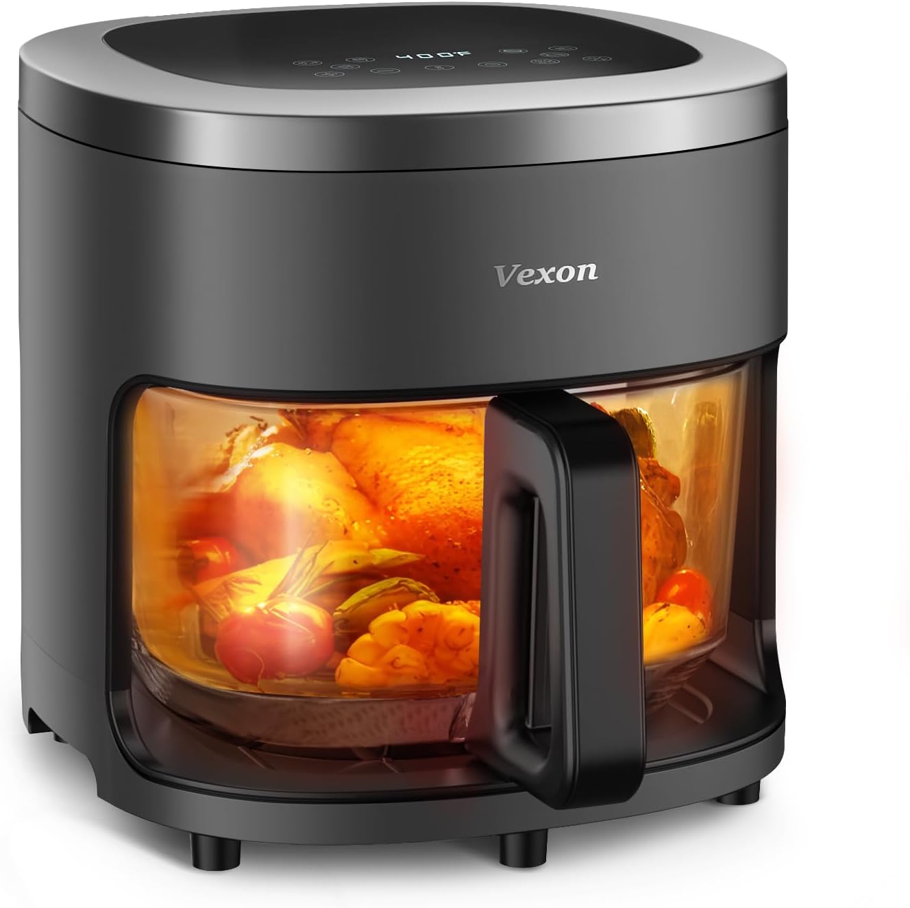 6-IN-1 Glass Air Fryer with 4.5 QT Capacity,Air Fry, Roast, Reheat, Dehydrate, Air Crisp Technology,Nonstick & Dishwasher Safe Basket,97% Less Oil,Features Digital Timer1