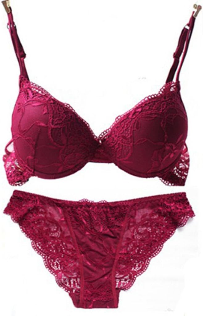 Nanier Women's Solid Lace Push up Bra Set