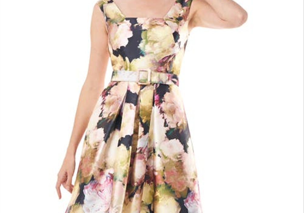 Kay Unger Perry Size 4 Floral Midi Dress in Marigold by Steals
