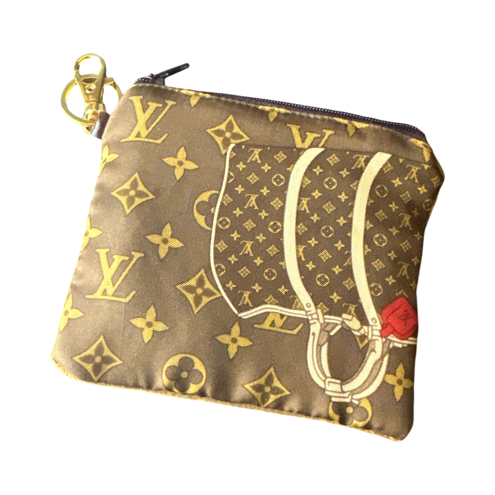 Monogram Luggage Vintage Silk Scarf Coffee Run Keychain Bag