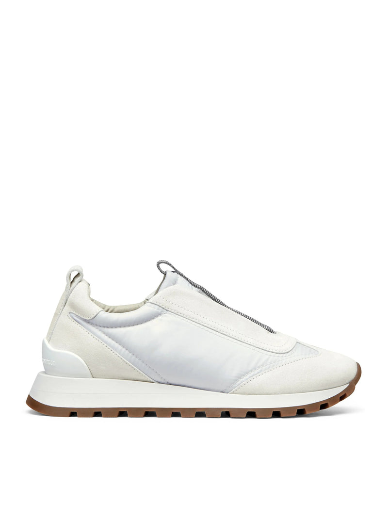 Brunello Cucinelli Women Slip On Sneakers In Leather And Fabric