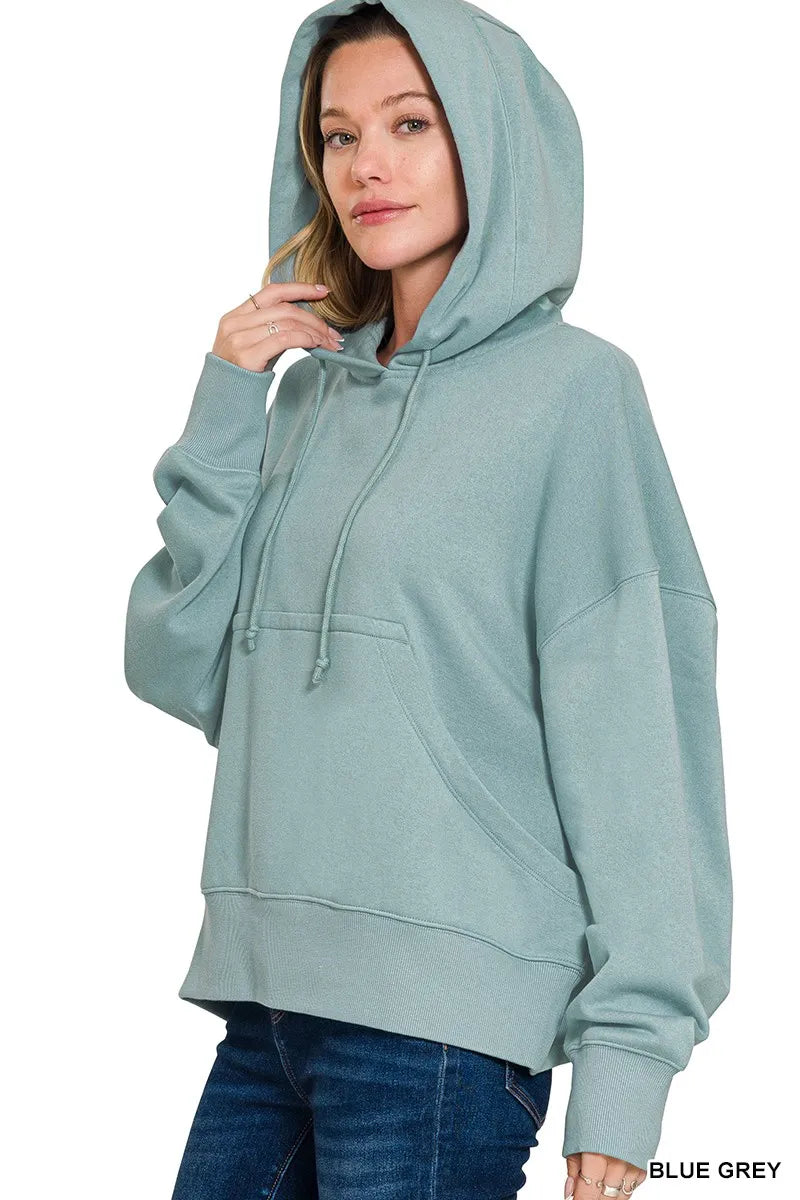 Zenana Oversized Fleece Kangaroo Pocket Hoodie