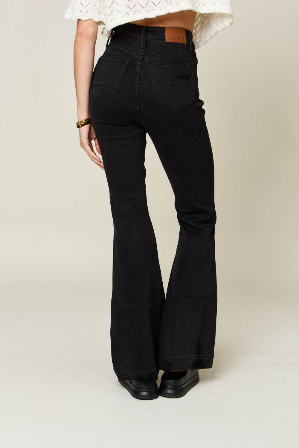 Judy Blue Full Size High Waist Distressed Flare Women Jeans