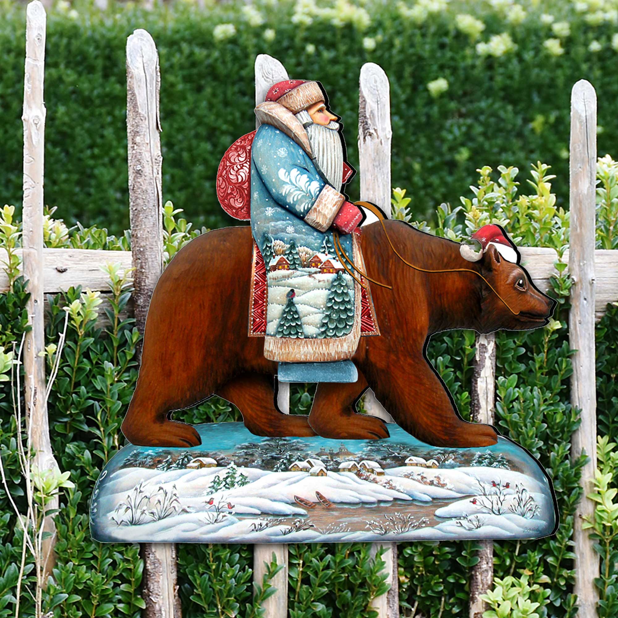 Santa On Grizzly Bear Christmas Door Decor by G. DeBrekht - Christmas Santa Snowman Decor - 8151128H