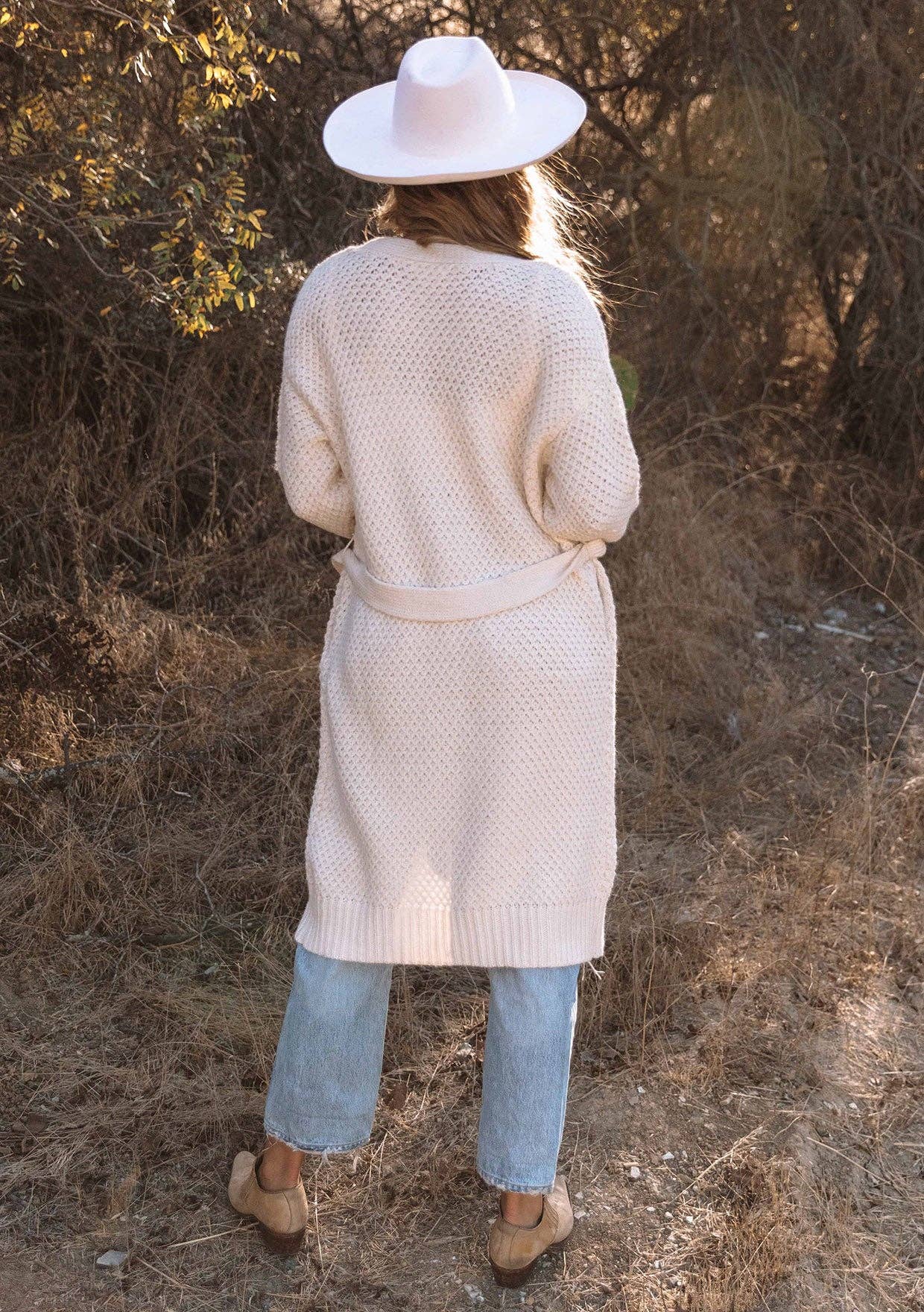 Lovestitch Long Sleeve Honeycomb Tie Front Cardigan
